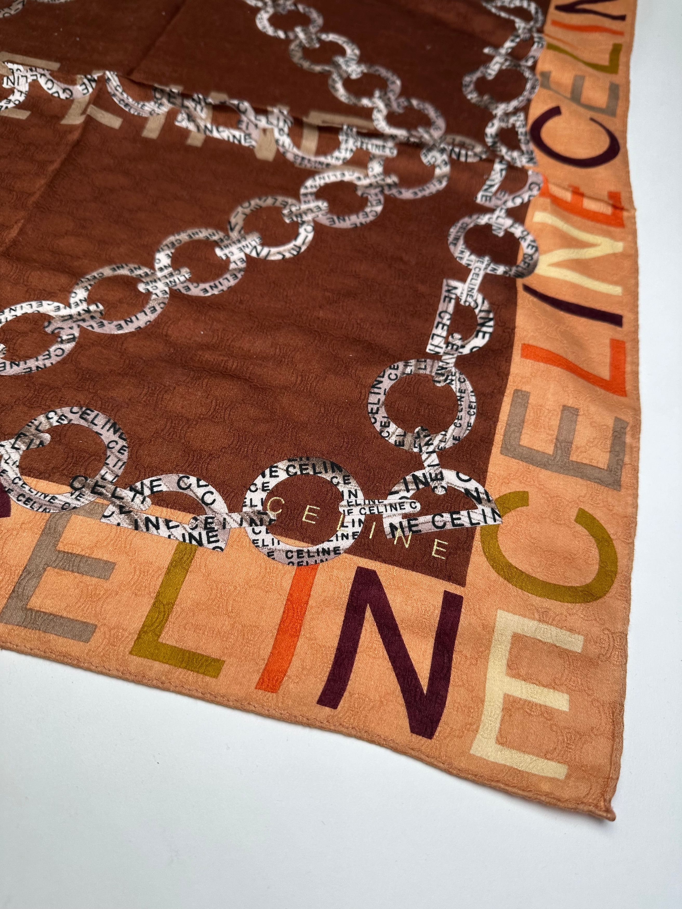 Celine Vintage Paris Triomphe Scarf Brown Size ONE SIZE - 2 Thumbnail