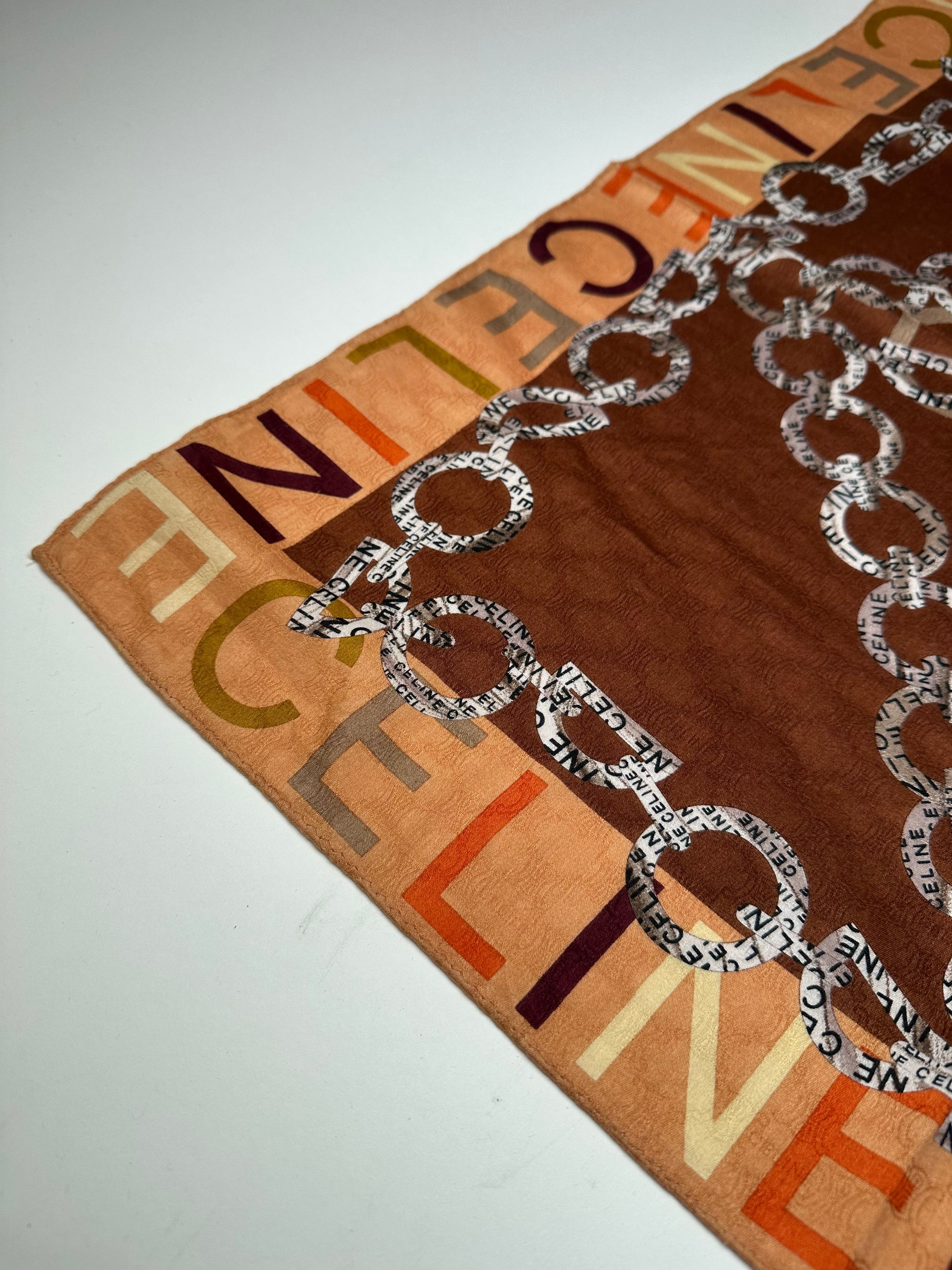 Celine Vintage Paris Triomphe Scarf Brown Size ONE SIZE - 4 Thumbnail