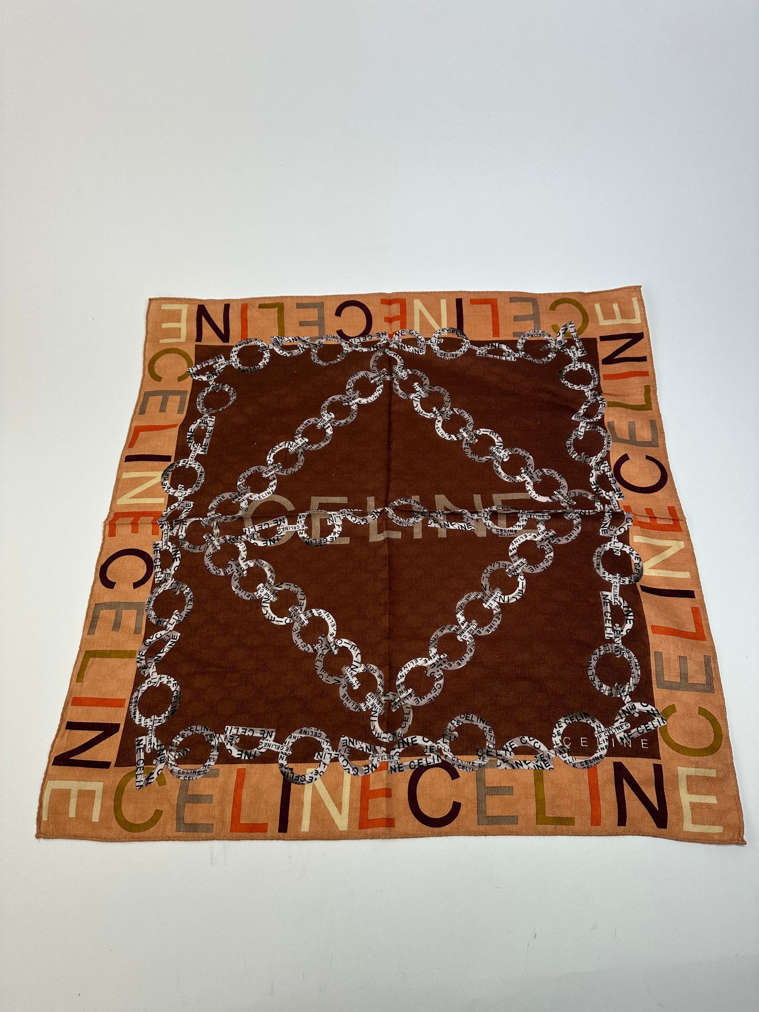 Celine Vintage Paris Triomphe Scarf Brown Size ONE SIZE - 5 Thumbnail