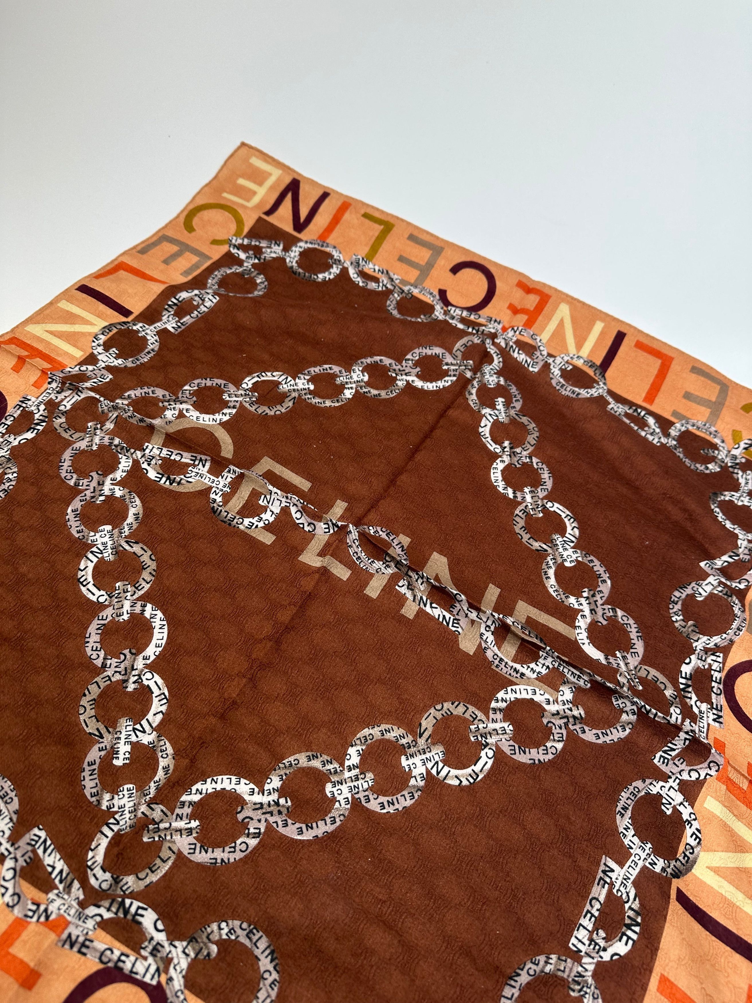 Celine Vintage Paris Triomphe Scarf Brown Size ONE SIZE - 6 Thumbnail