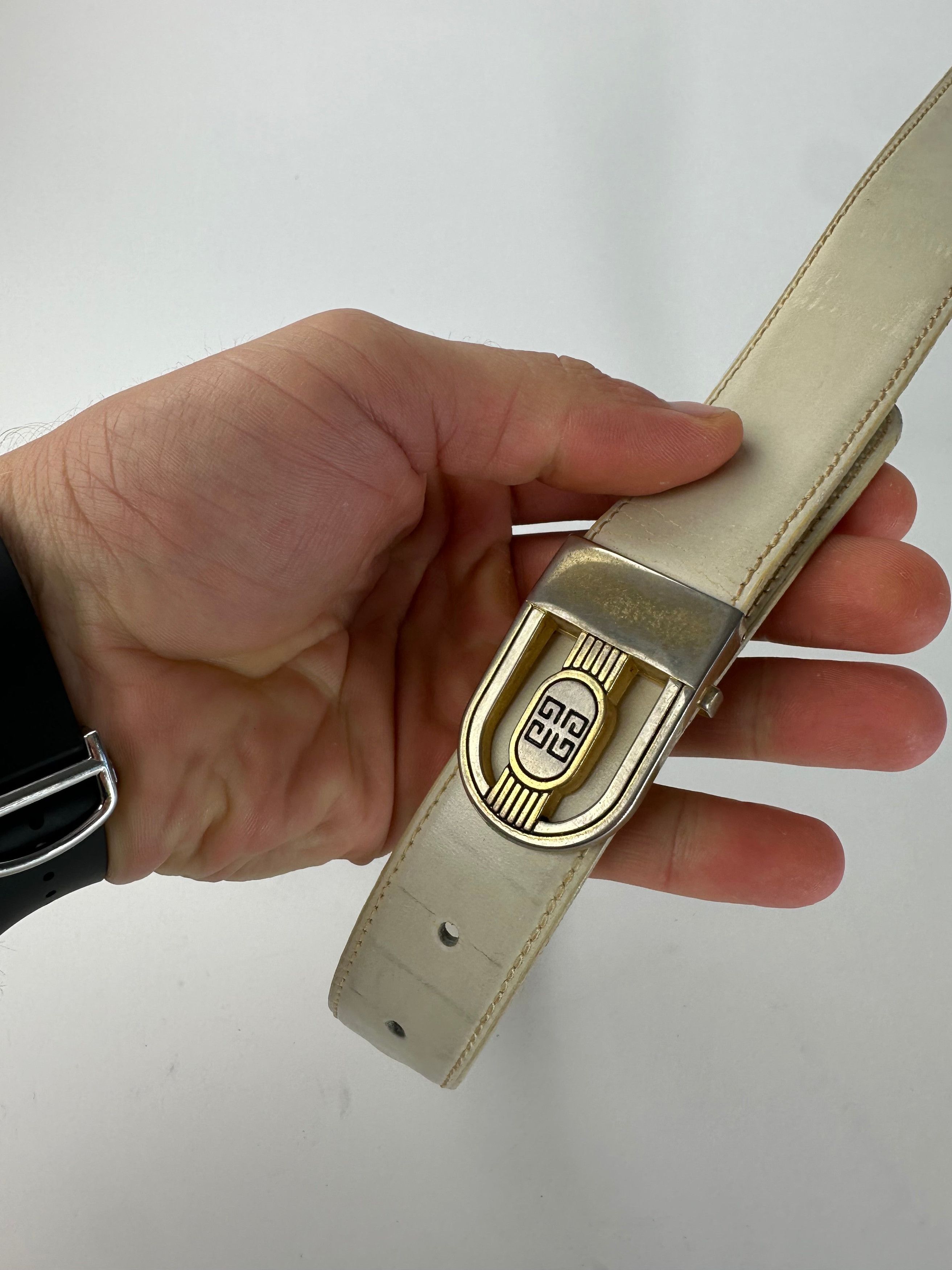 Givenchy Vintage Leather Belt White Size ONE SIZE - 2 Thumbnail