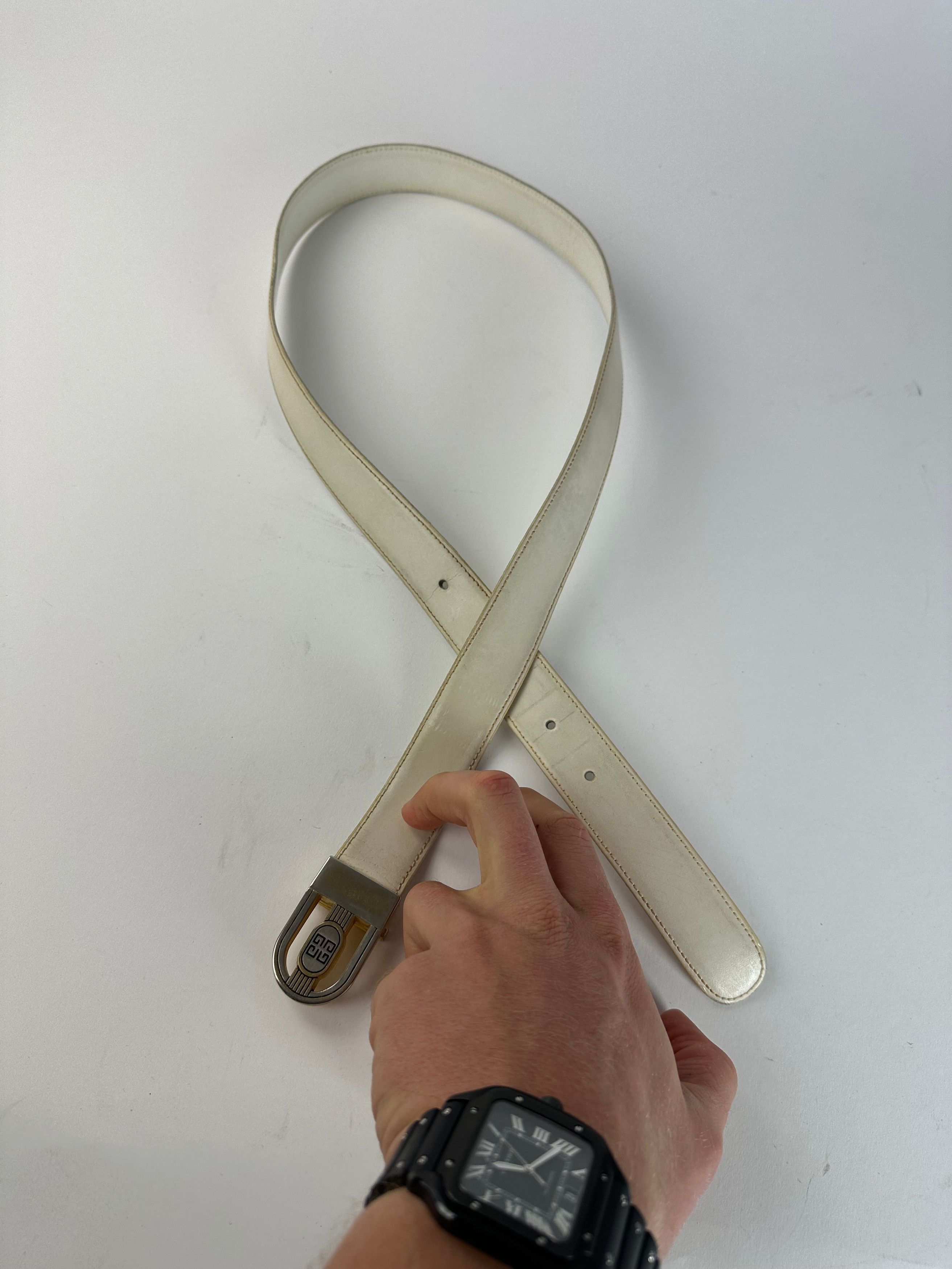 Givenchy Vintage Leather Belt White Size ONE SIZE - 5 Thumbnail