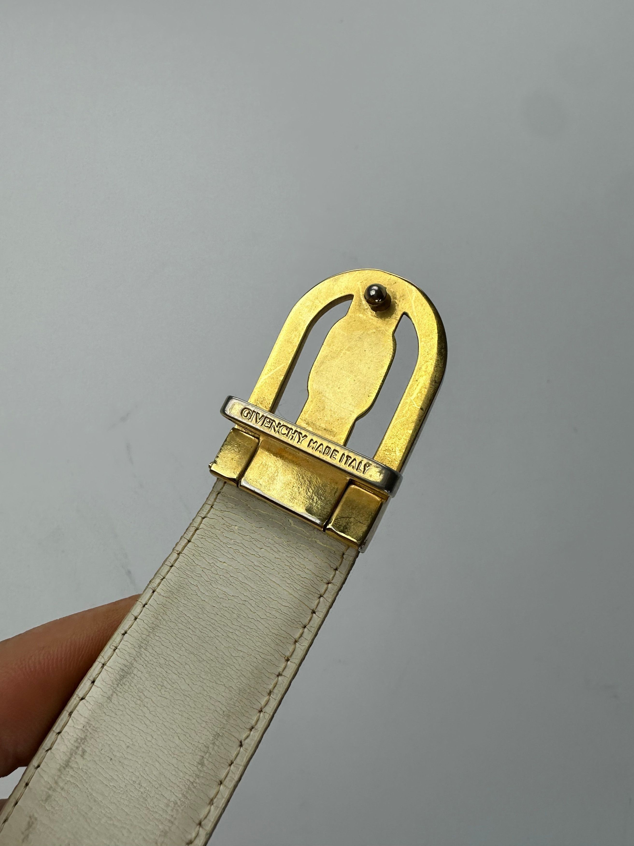 Givenchy Vintage Leather Belt White Size ONE SIZE - 3 Thumbnail