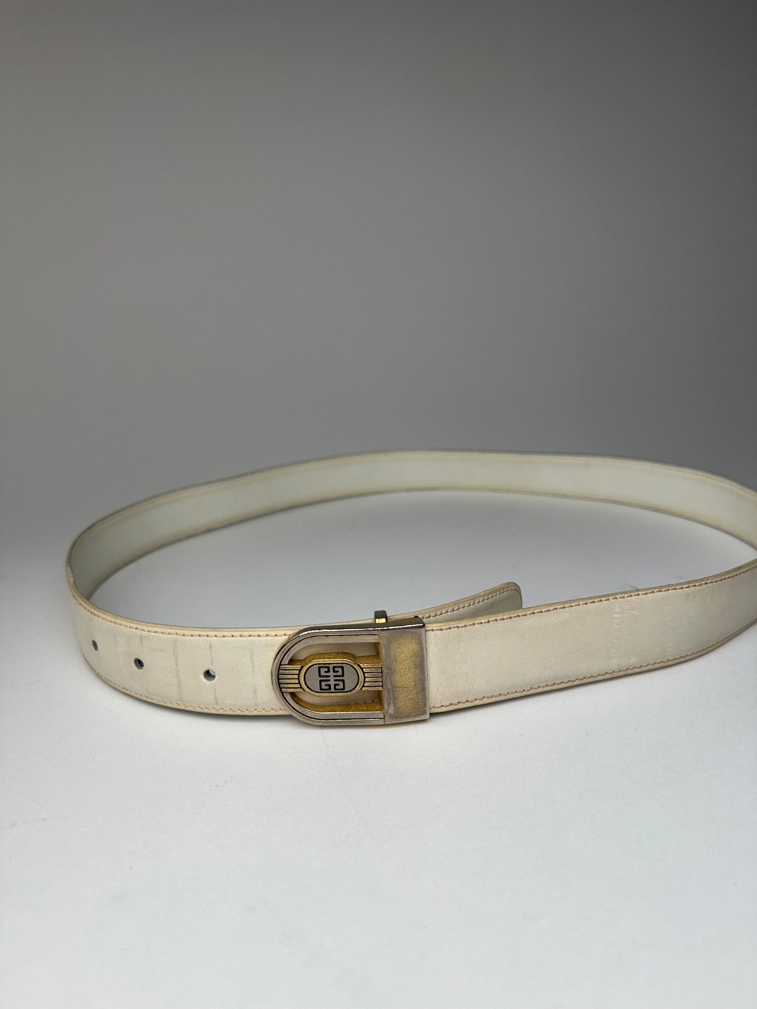 Givenchy Vintage Leather Belt White Size ONE SIZE - 10 Thumbnail