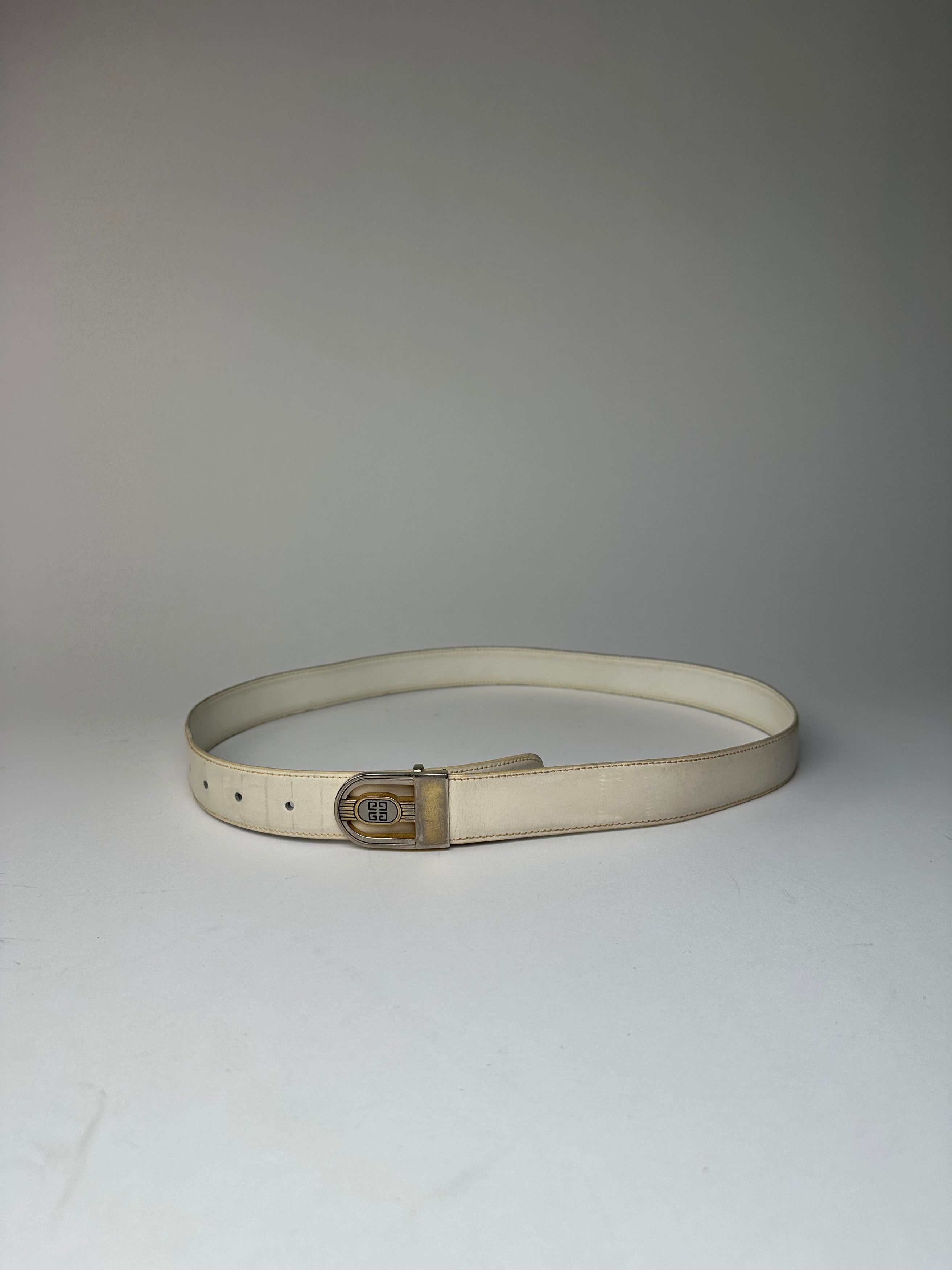 Givenchy Vintage Leather Belt White Size ONE SIZE - 6 Thumbnail