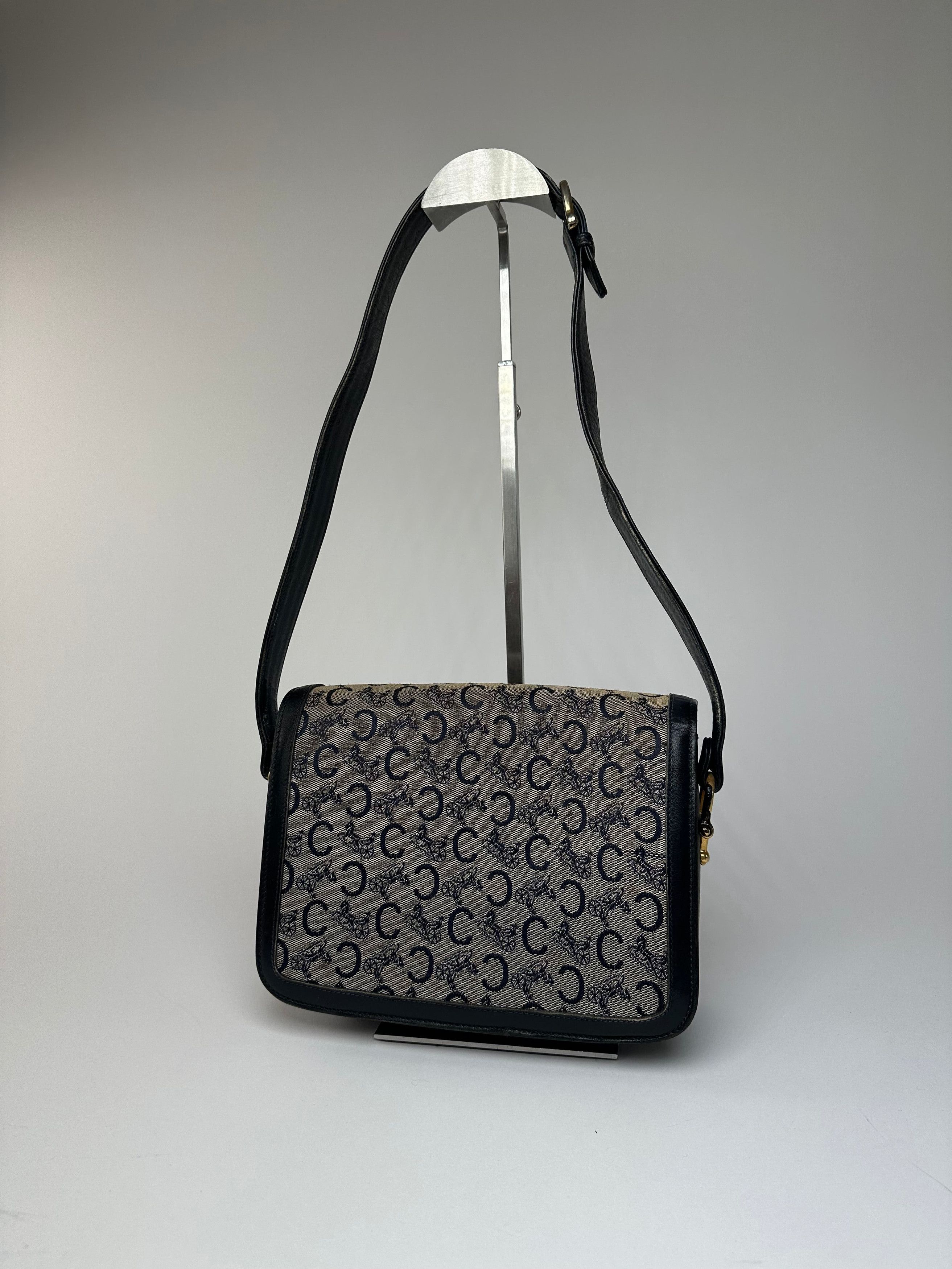Celine Vintage Paris Canvas Leather Multiway Bag Grey Navy Black Size ONE SIZE - 8 Thumbnail