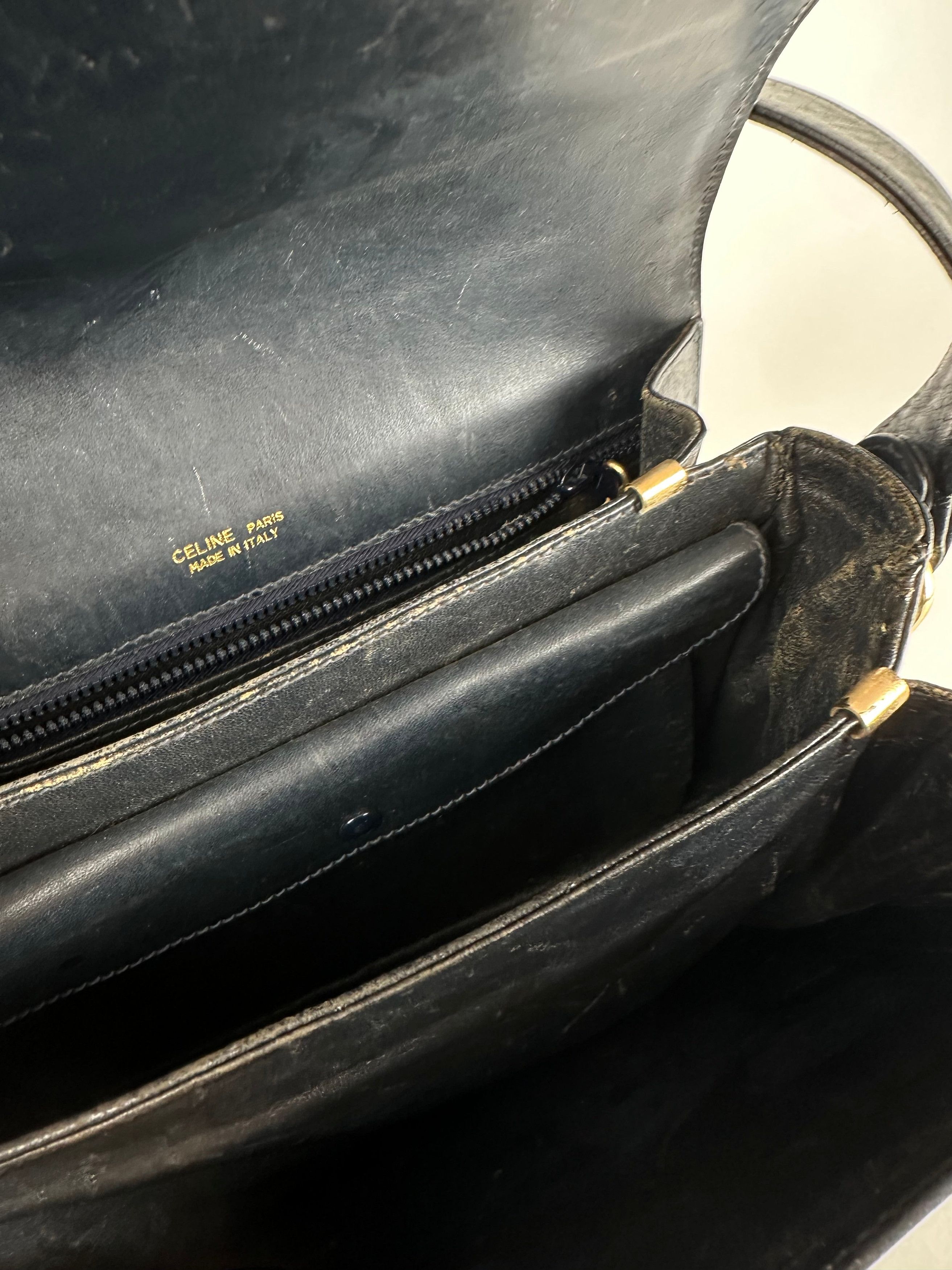 Celine Vintage Paris Canvas Leather Multiway Bag Grey Navy Black Size ONE SIZE - 4 Thumbnail