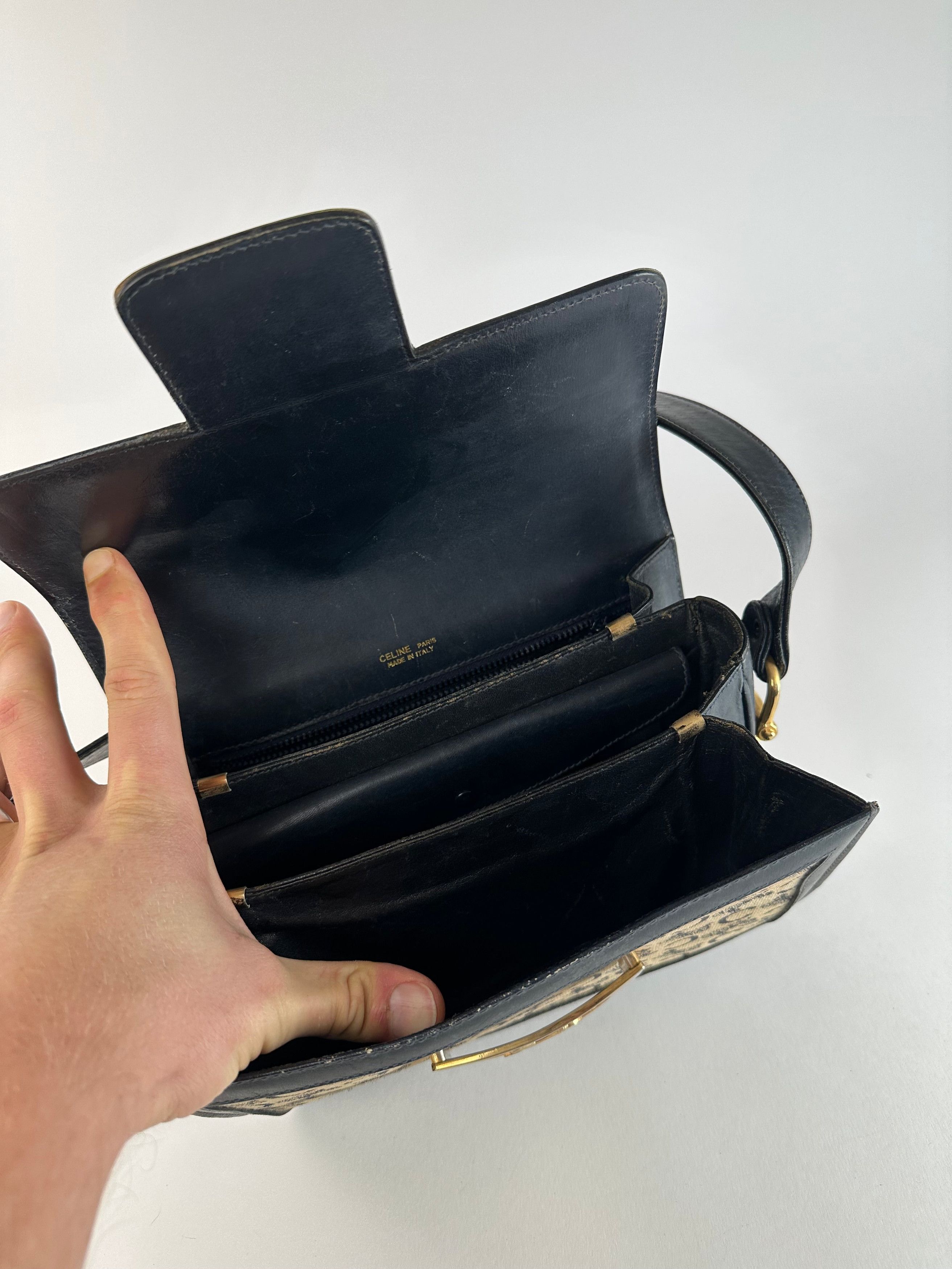 Celine Vintage Paris Canvas Leather Multiway Bag Grey Navy Black Size ONE SIZE - 3 Thumbnail