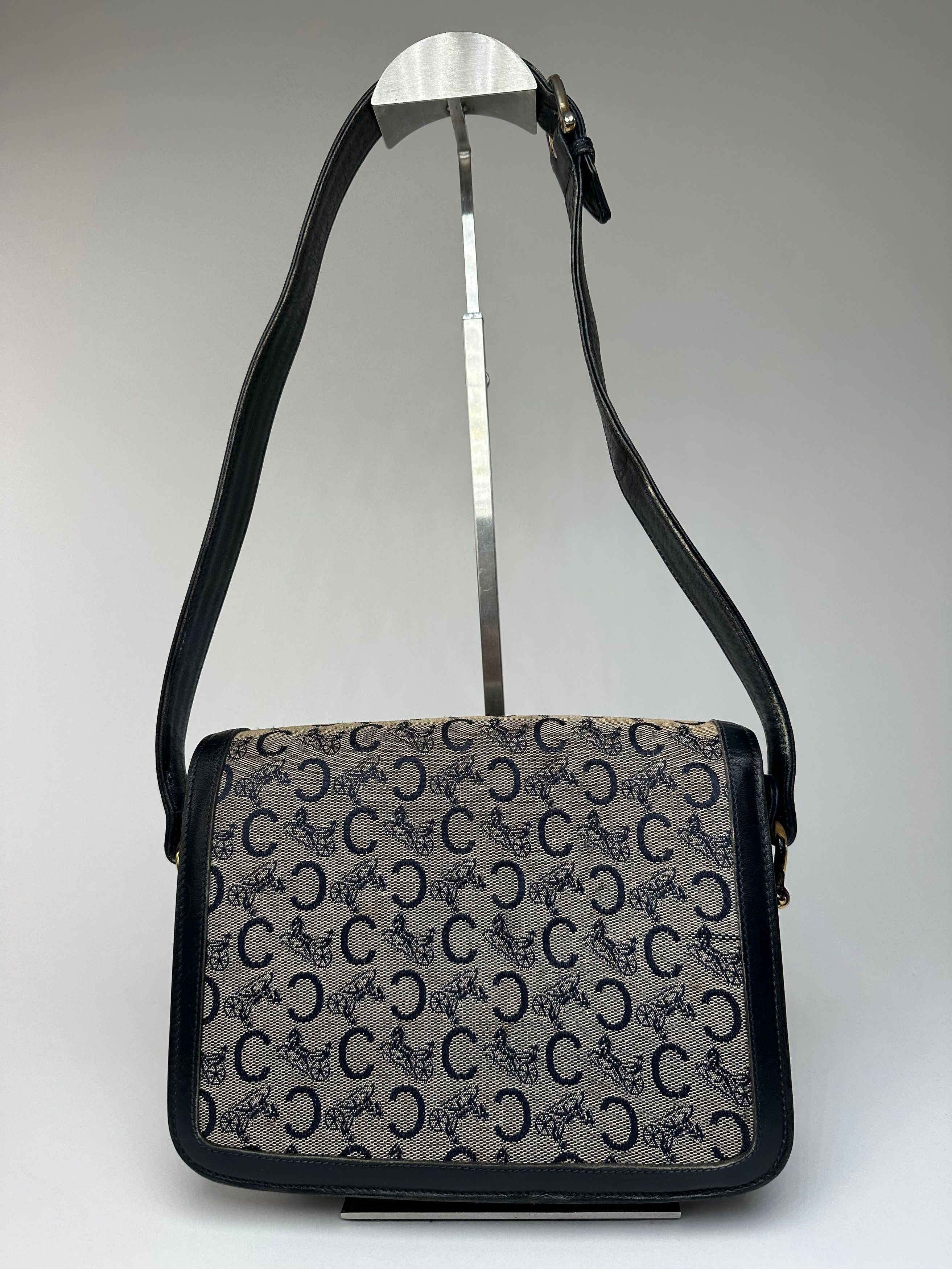 Celine Vintage Paris Canvas Leather Multiway Bag Grey Navy Black Size ONE SIZE - 2 Thumbnail