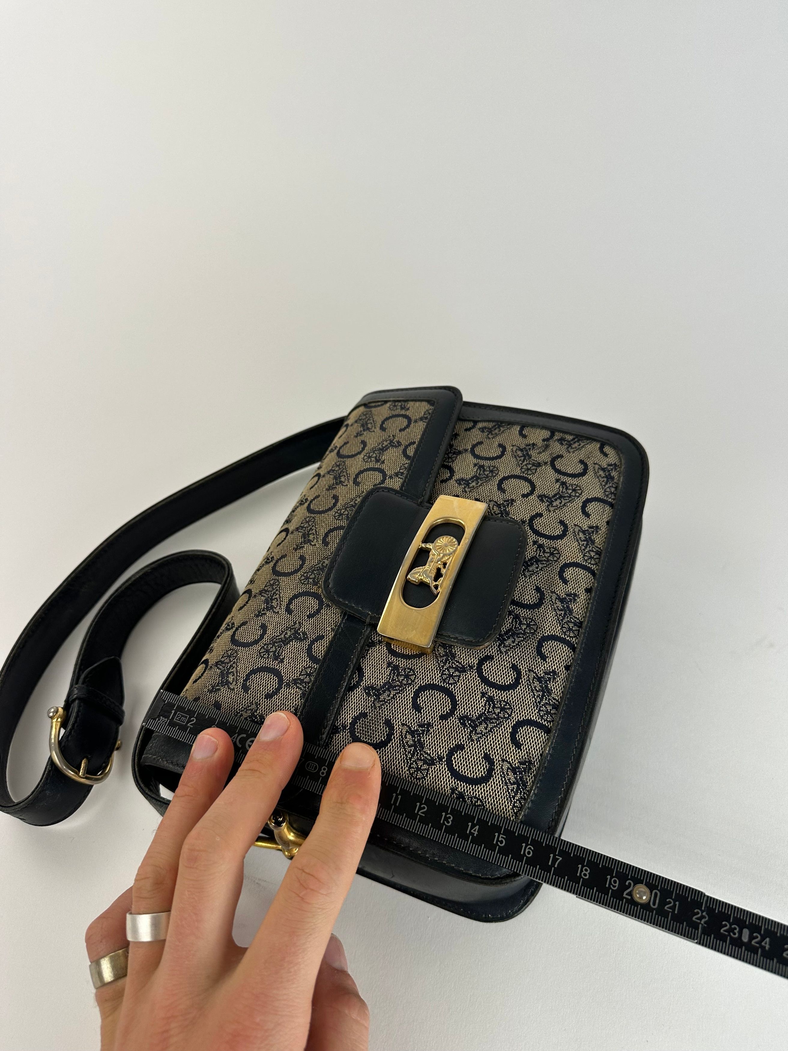 Celine Vintage Paris Canvas Leather Multiway Bag Grey Navy Black Size ONE SIZE - 10 Thumbnail