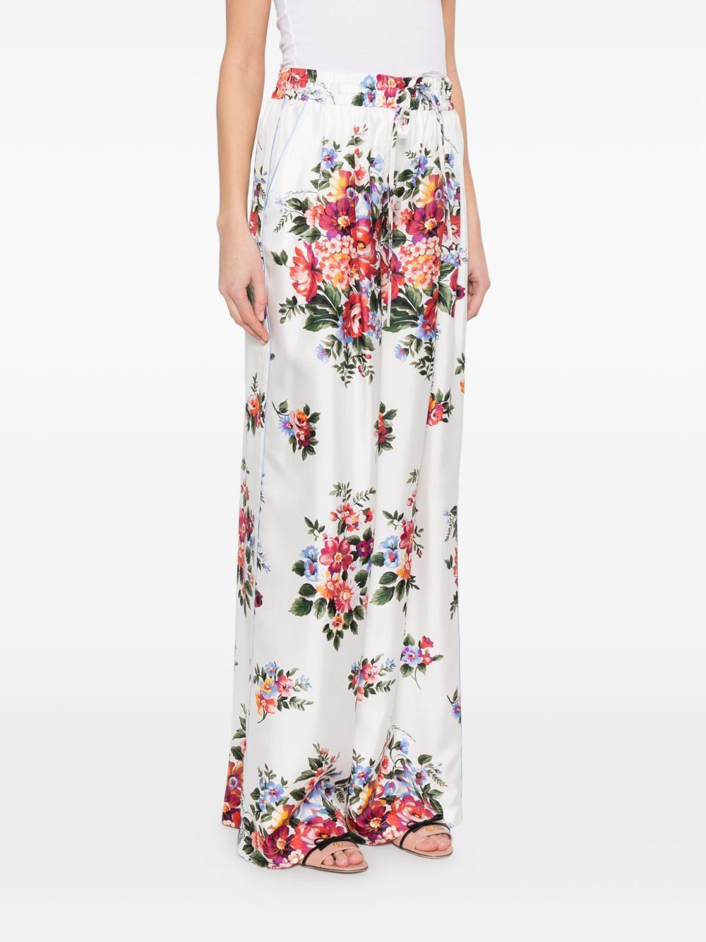 Dolce & Gabbana FLOWER PRINT SILK TROUSERS Size 28" / US 6 / IT 42 - 2 Thumbnail