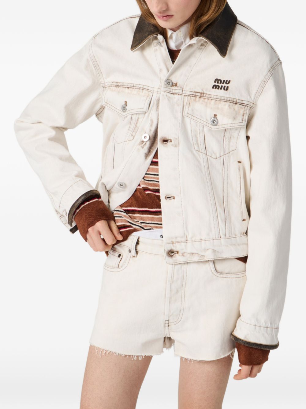 Miu Miu DENIM COTTON JACKET Size M / US 6-8 / IT 42-44 - 2 Thumbnail