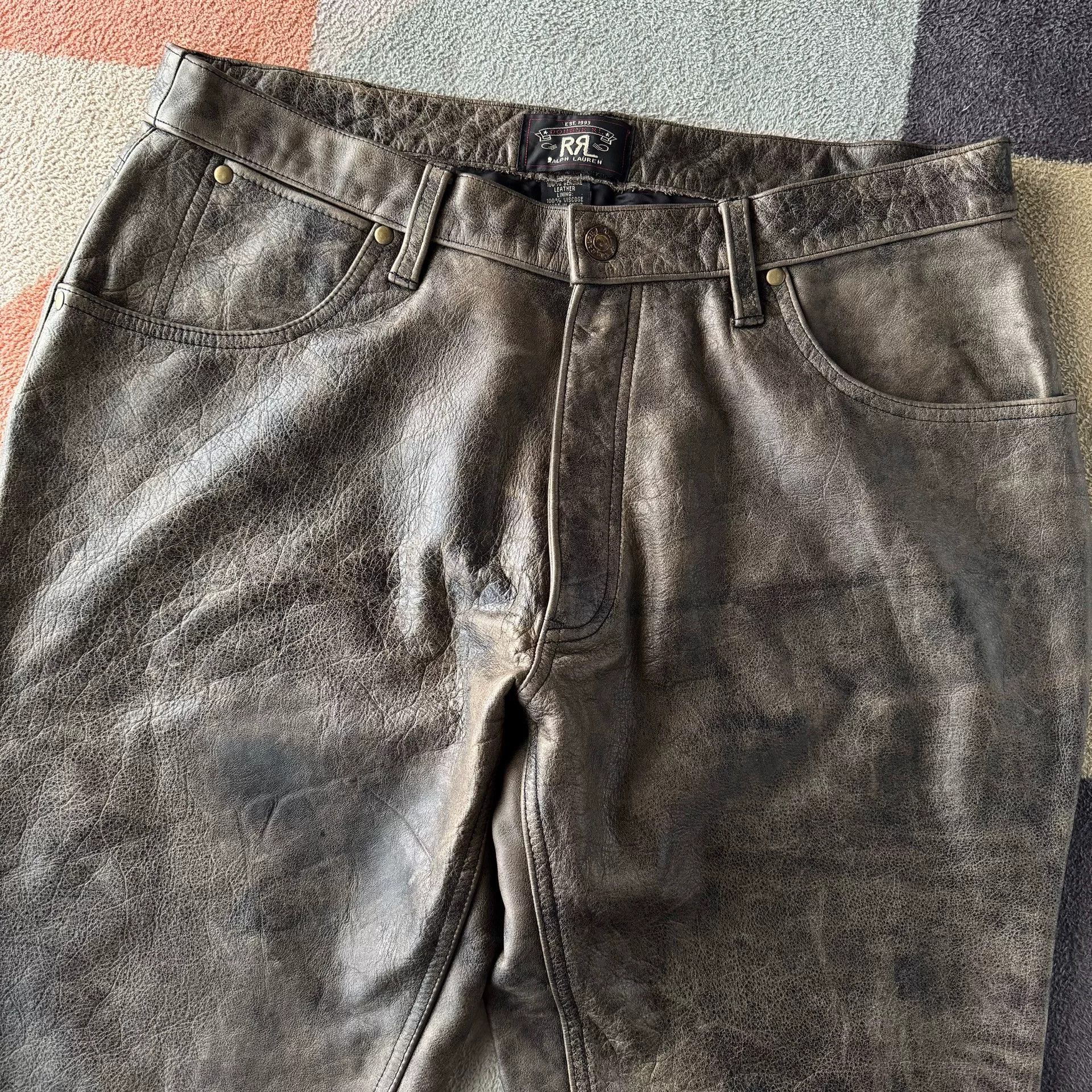 RRL Ralph Lauren RRL Double RL Leather Pants Size US 34 / EU 50 - 3 Thumbnail