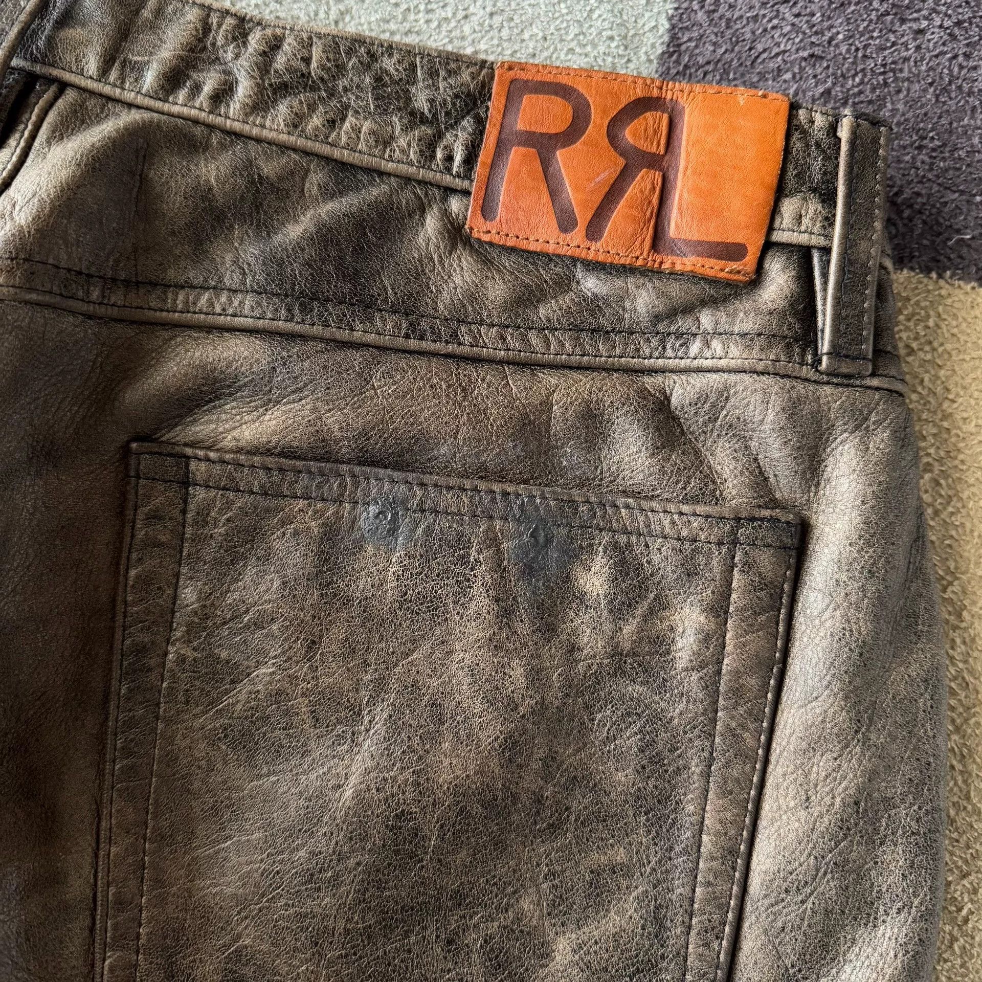RRL Ralph Lauren RRL Double RL Leather Pants Size US 34 / EU 50 - 8 Thumbnail