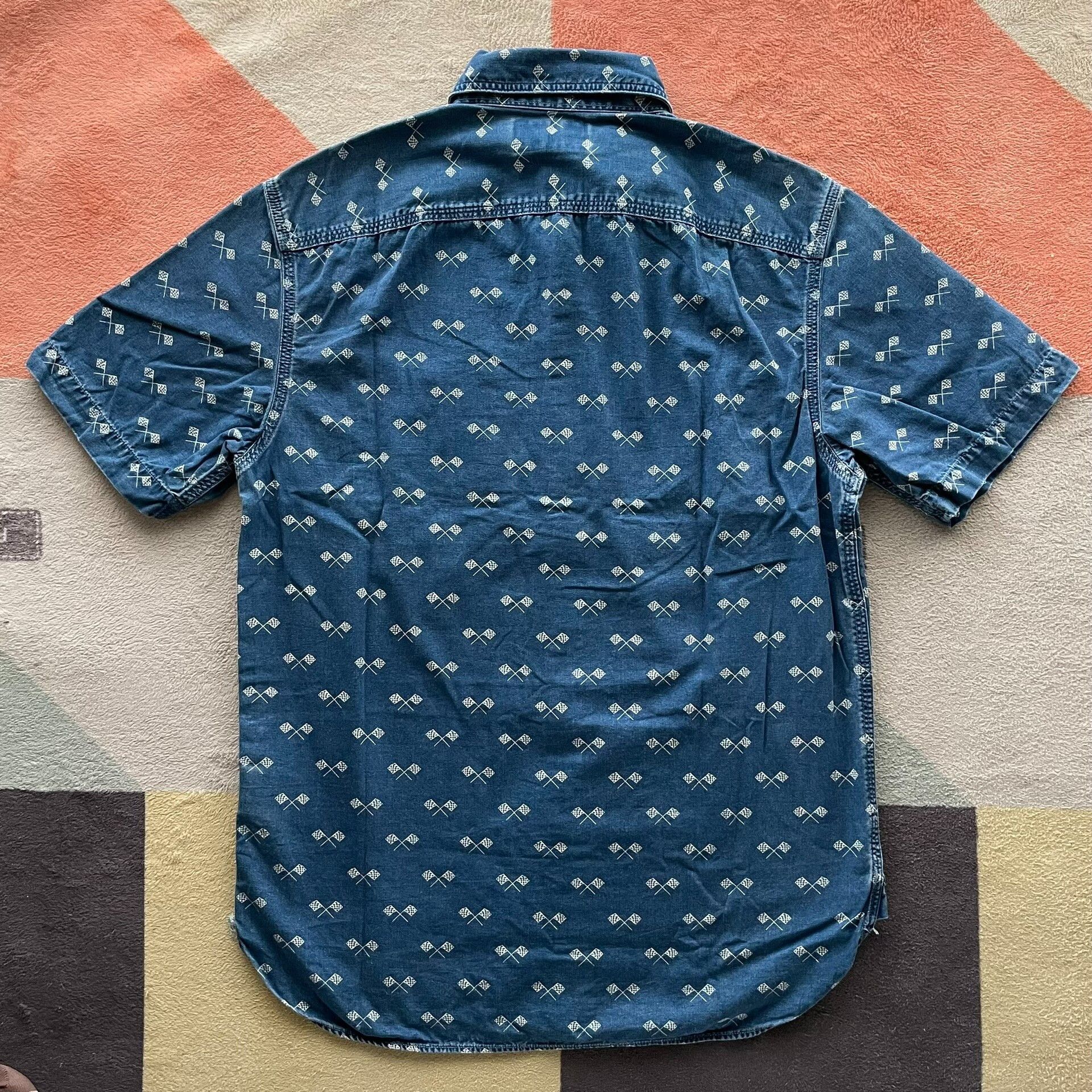 RRL Ralph Lauren RRL Indigo Racing Print Short Sleeve Size US S / EU 44-46 / 1 - 5 Thumbnail