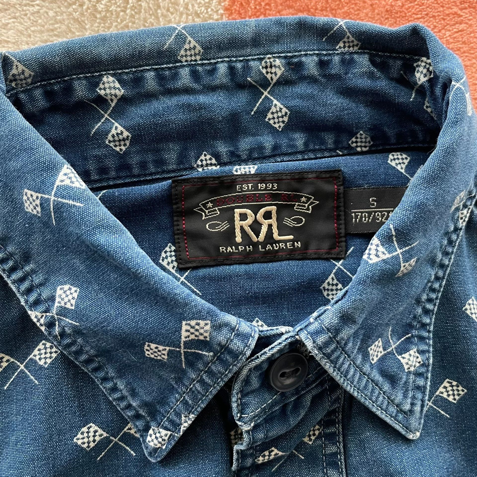 RRL Ralph Lauren RRL Indigo Racing Print Short Sleeve Size US S / EU 44-46 / 1 - 3 Thumbnail