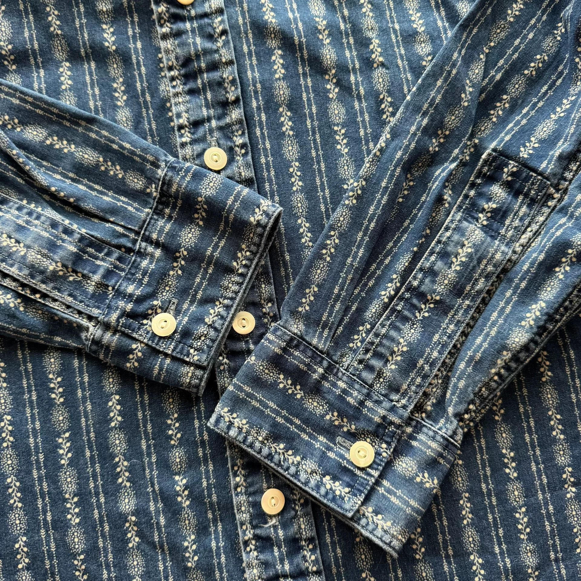 RRL Ralph Lauren Ralph Lauren RRL Indigo Snowflake Stripe Shirt Size US S / EU 44-46 / 1 - 4 Thumbnail