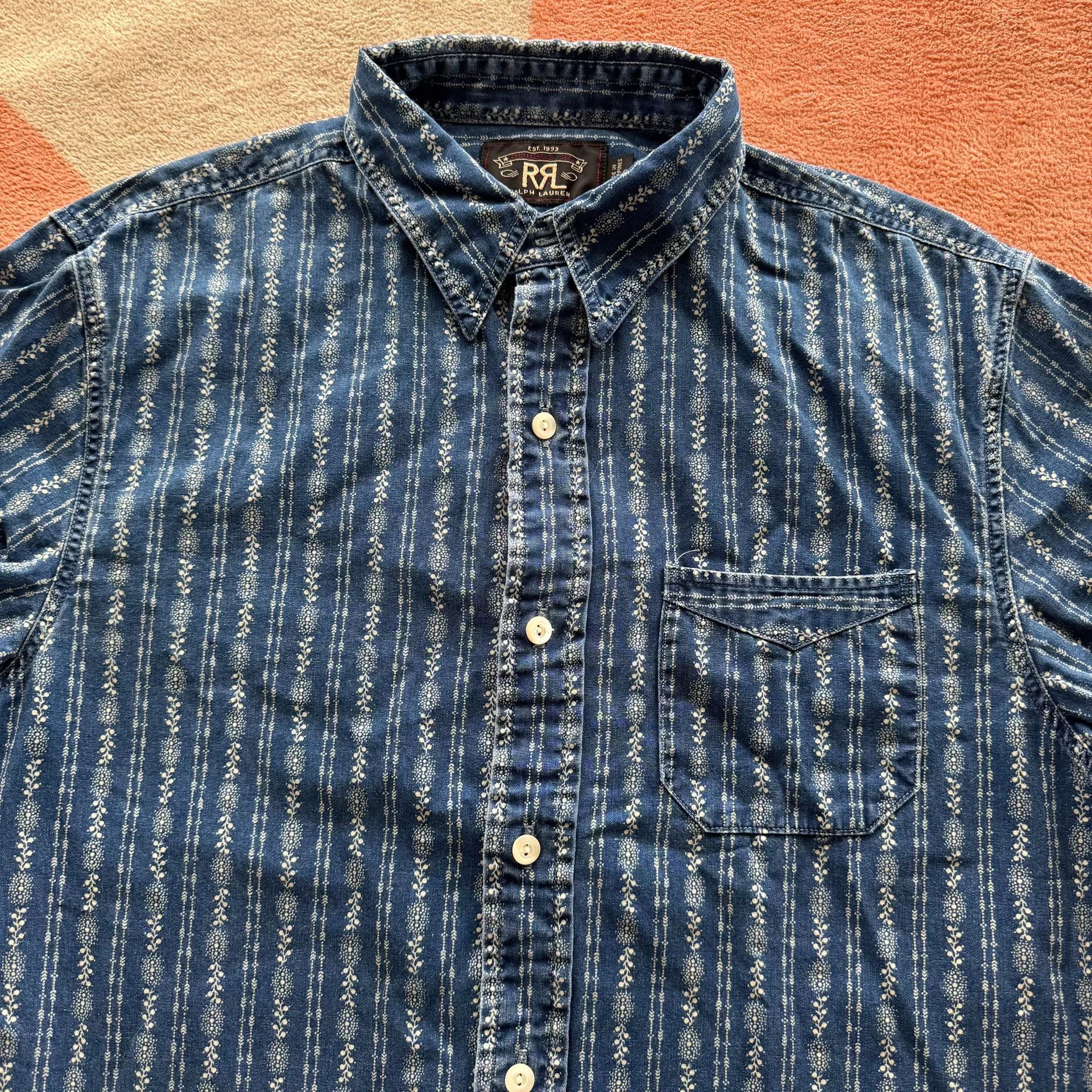 RRL Ralph Lauren Ralph Lauren RRL Indigo Snowflake Stripe Shirt Size US S / EU 44-46 / 1 - 2 Thumbnail