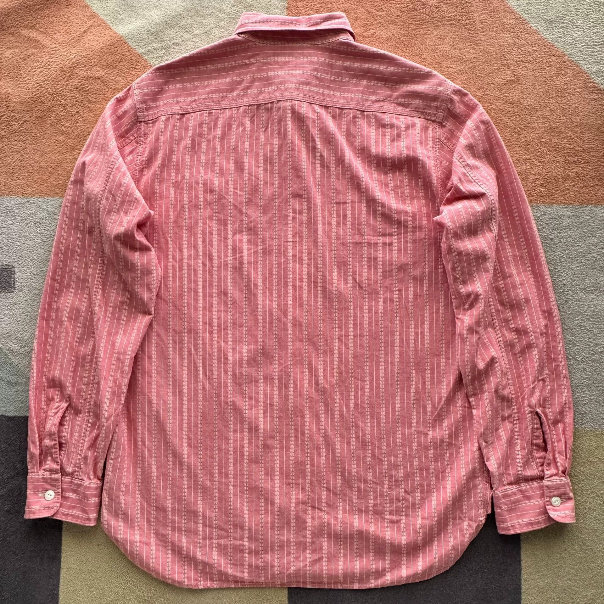 RRL Ralph Lauren Ralph Lauren Double RL Pink Striped Shirt Size US M / EU 48-50 / 2 - 2 Thumbnail