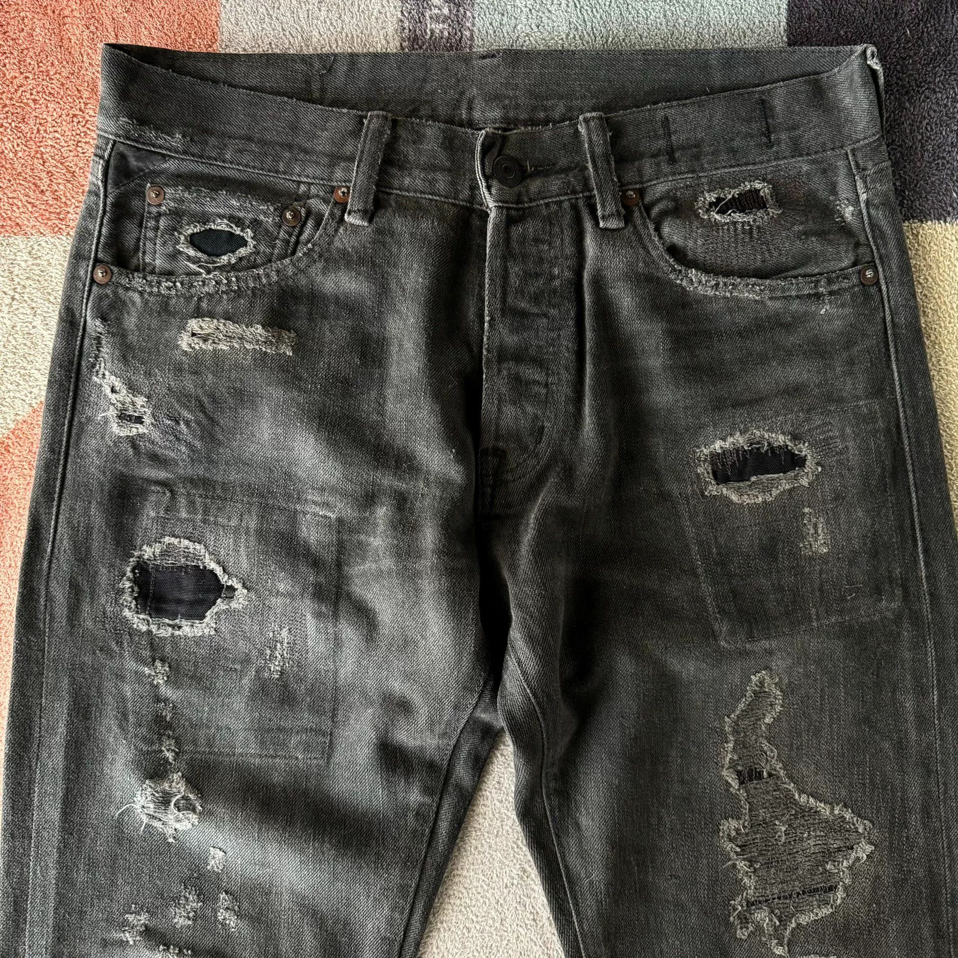 Denim & Supply Ralph Lauren Ralph Lauren Denim Supply Charcoal Patched Jeans Size US 30 / EU 46 - 2 Thumbnail