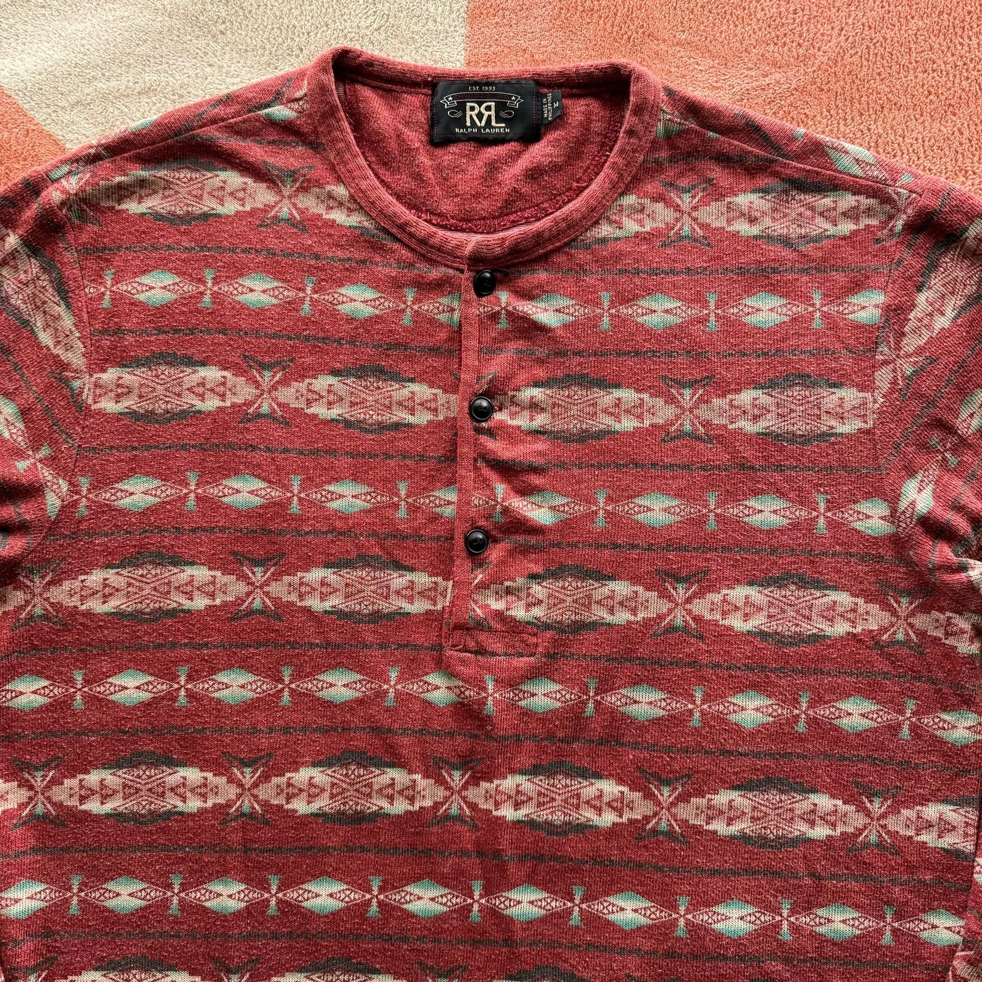 RRL Ralph Lauren RRL Double RL Henley Sweatshirt T-shirt Size US M / EU 48-50 / 2 - 4 Thumbnail