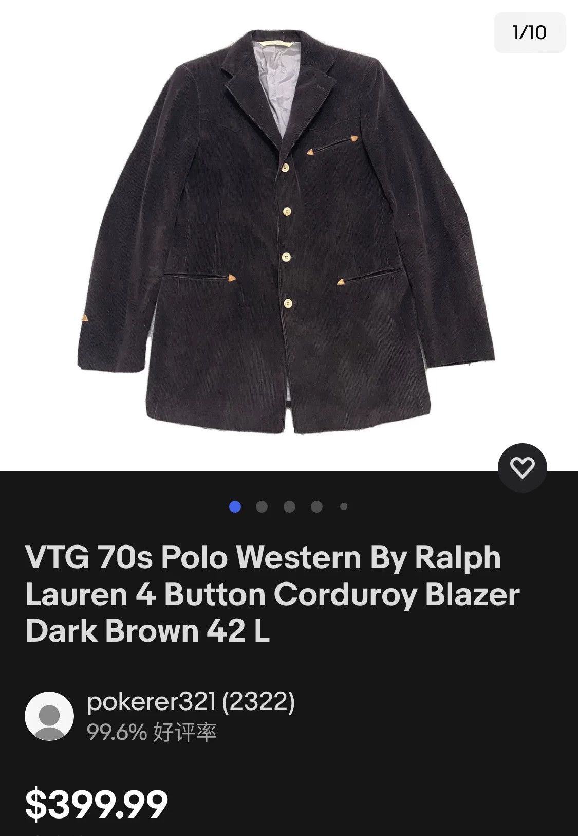 Polo Ralph Lauren Polo Western Corduroy Blazer Size US XXS / EU 40 - 8 Thumbnail