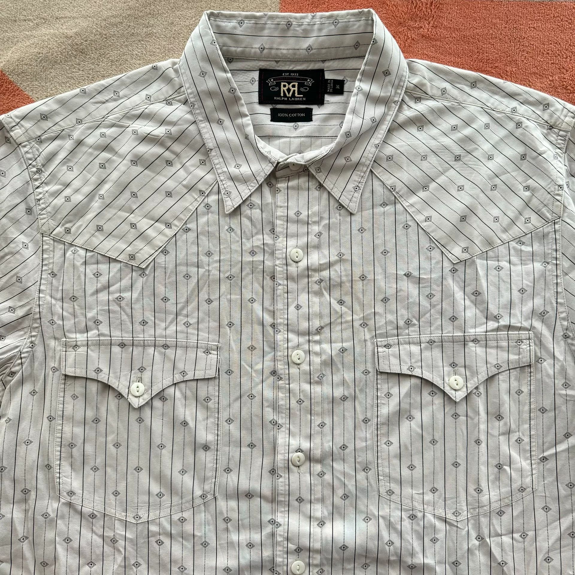 RRL Ralph Lauren Ralph Lauren Double RL White Striped Shirt Size US XL / EU 56 / 4 - 2 Thumbnail