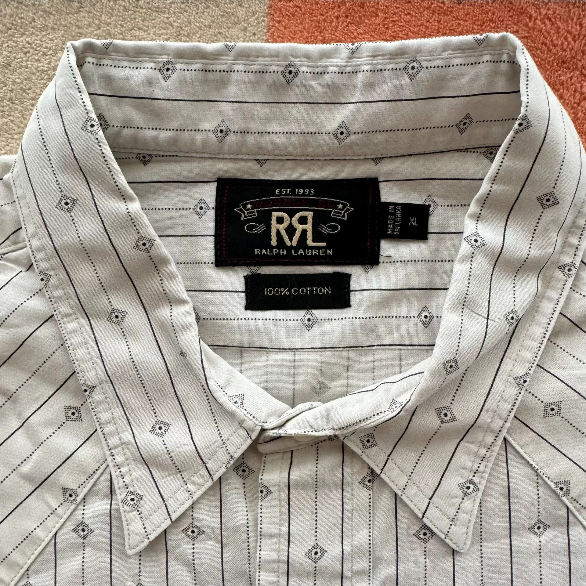 RRL Ralph Lauren Ralph Lauren Double RL White Striped Shirt Size US XL / EU 56 / 4 - 3 Thumbnail