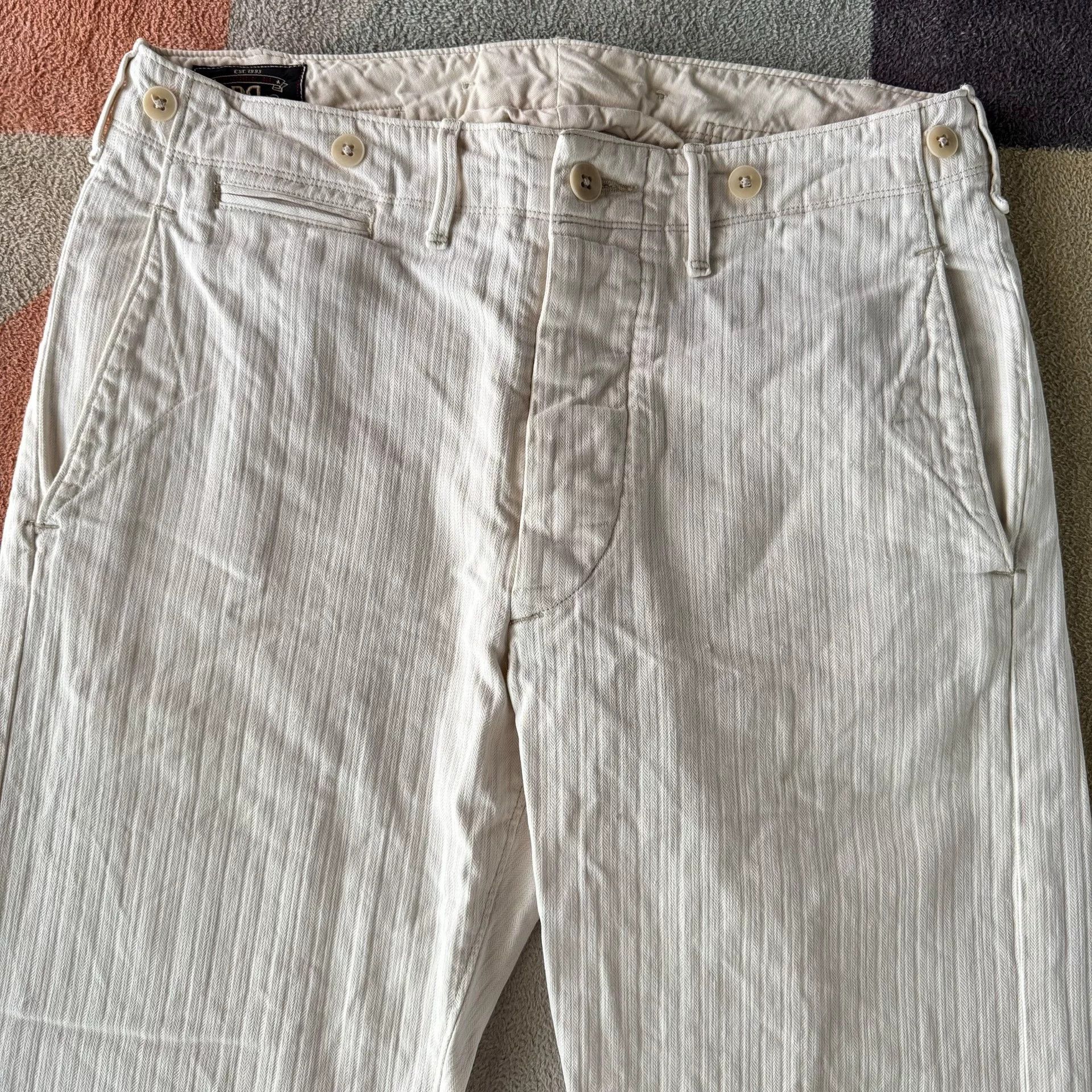 RRL Ralph Lauren Ralph Lauren RRL White Herringbone Pants Size US 31 - 2 Thumbnail