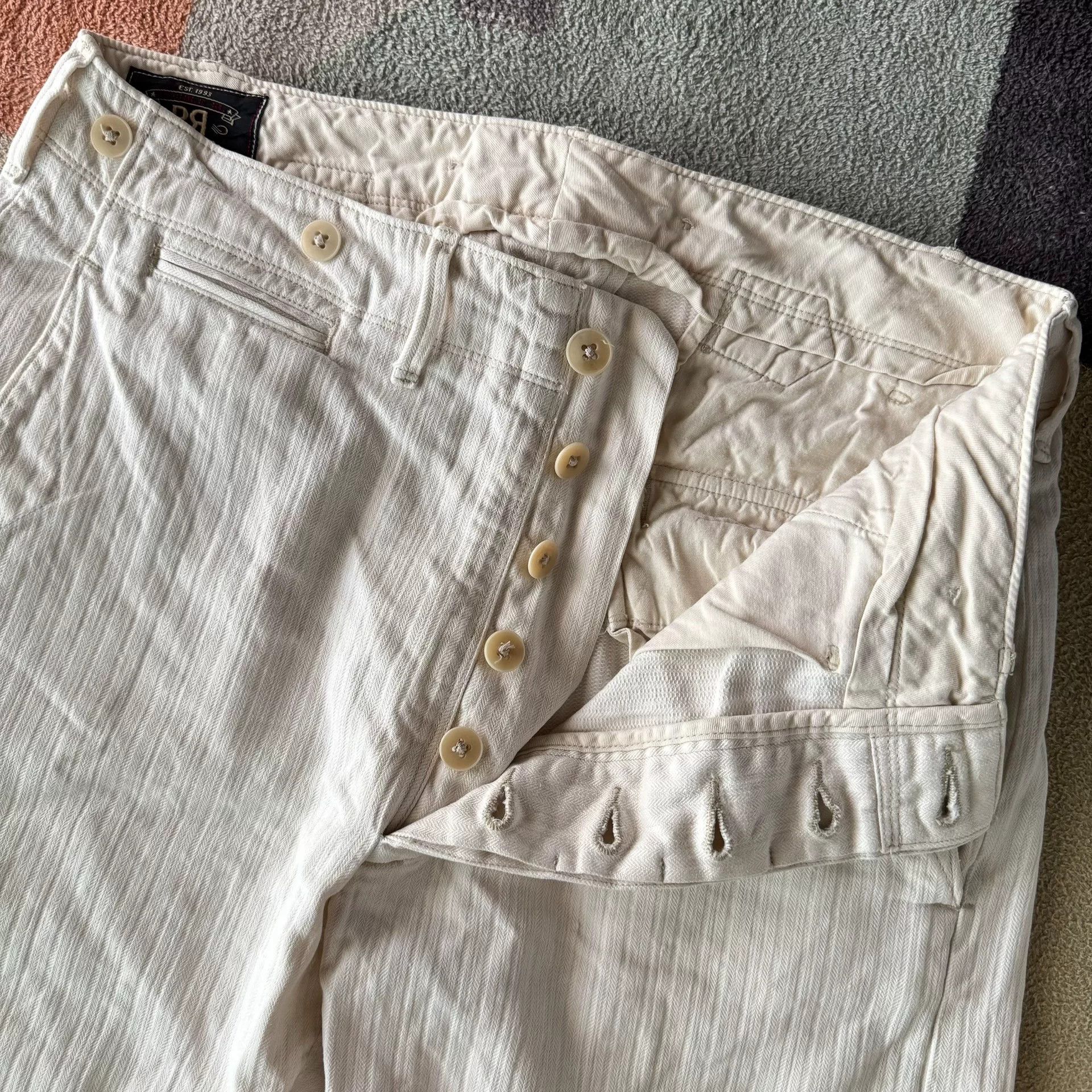 RRL Ralph Lauren Ralph Lauren RRL White Herringbone Pants Size US 31 - 3 Thumbnail