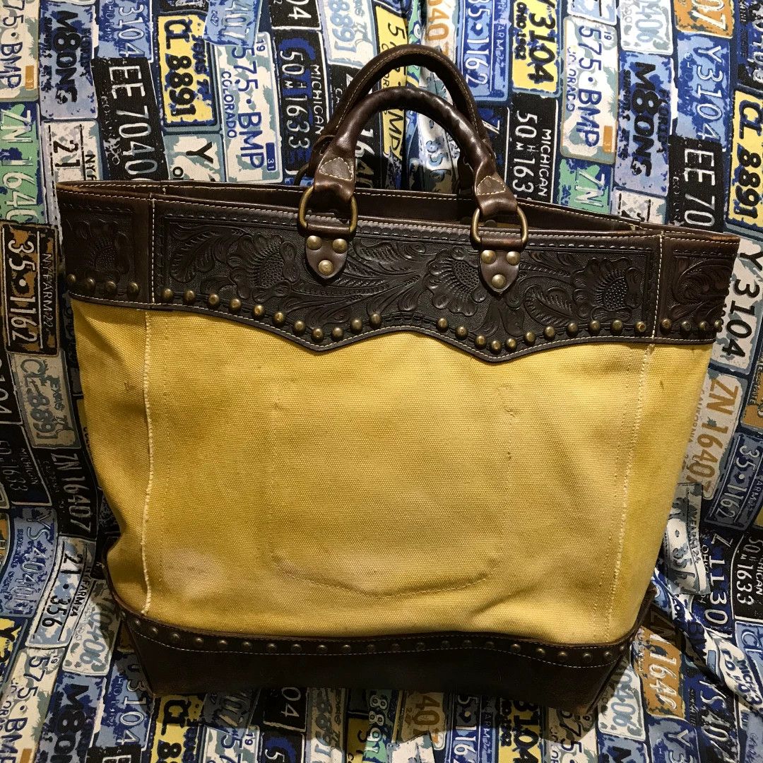 RRL Ralph Lauren RRL Carved Leather Rivet Tote Bag Size ONE SIZE - 2 Thumbnail