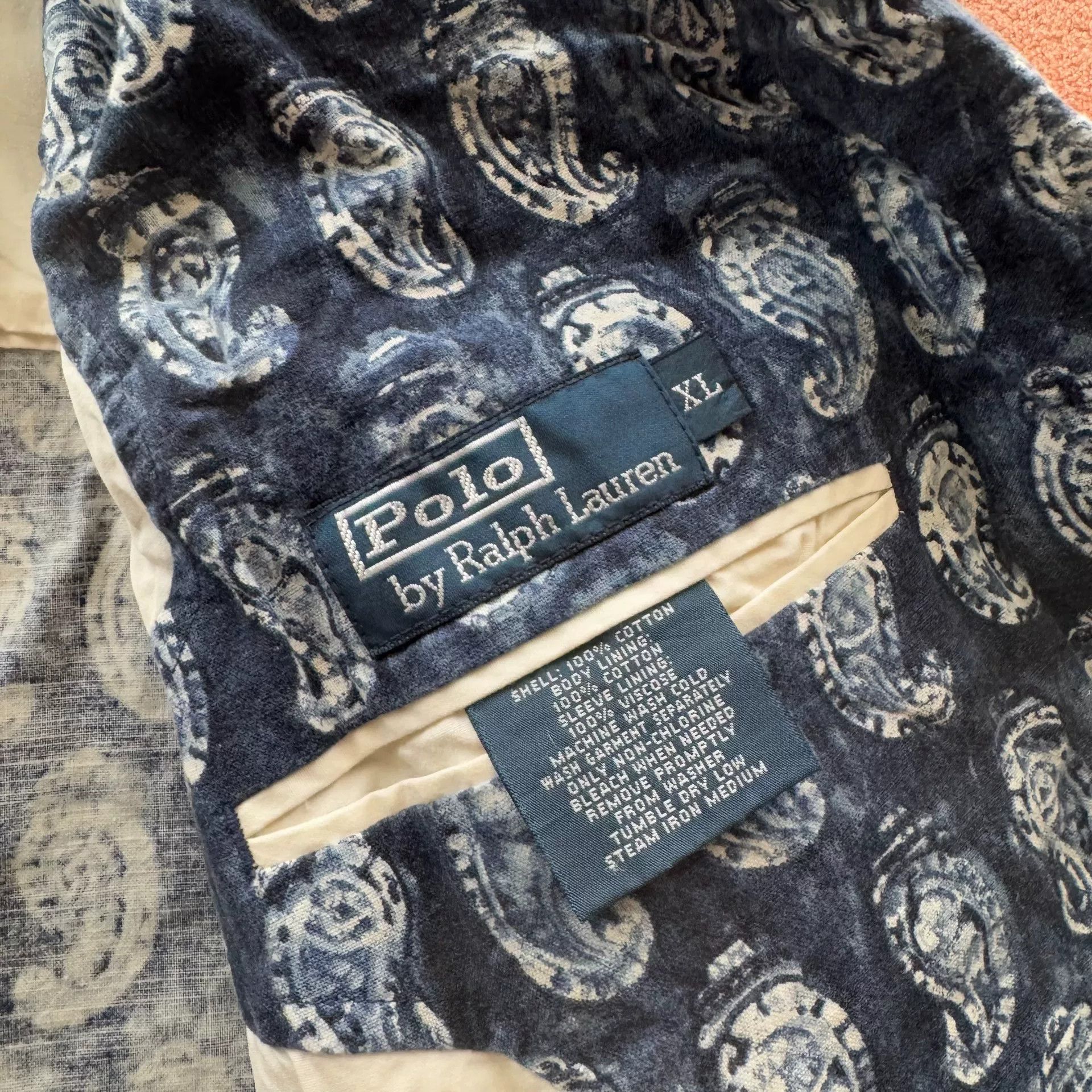 Polo Ralph Lauren Ralph Lauren Indigo Paisley Cotton Blazer Size US XL / EU 56 / 4 - 6 Thumbnail