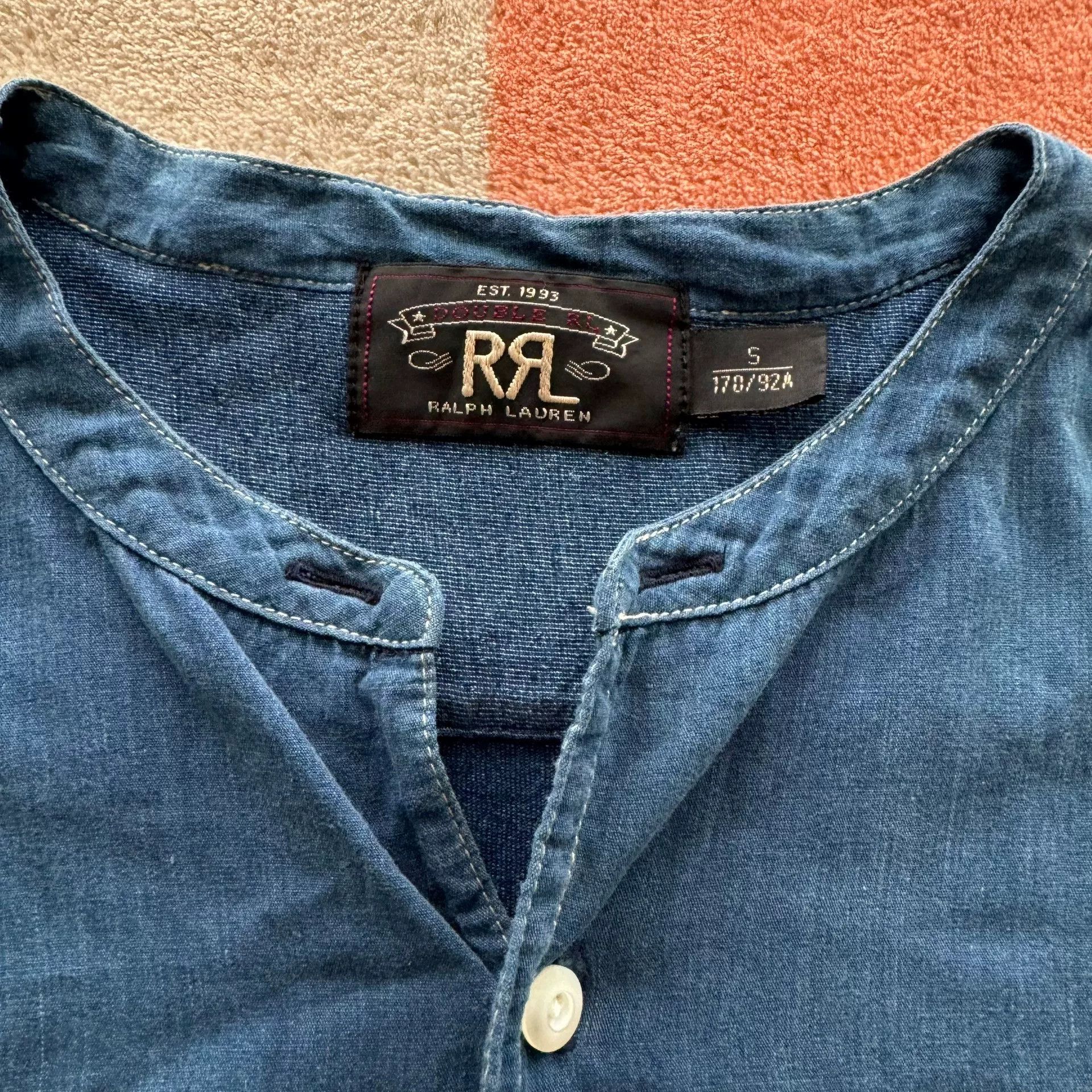 RRL Ralph Lauren RRL Indigo Polka Dot Henley Shirt Size US S / EU 44-46 / 1 - 3 Thumbnail