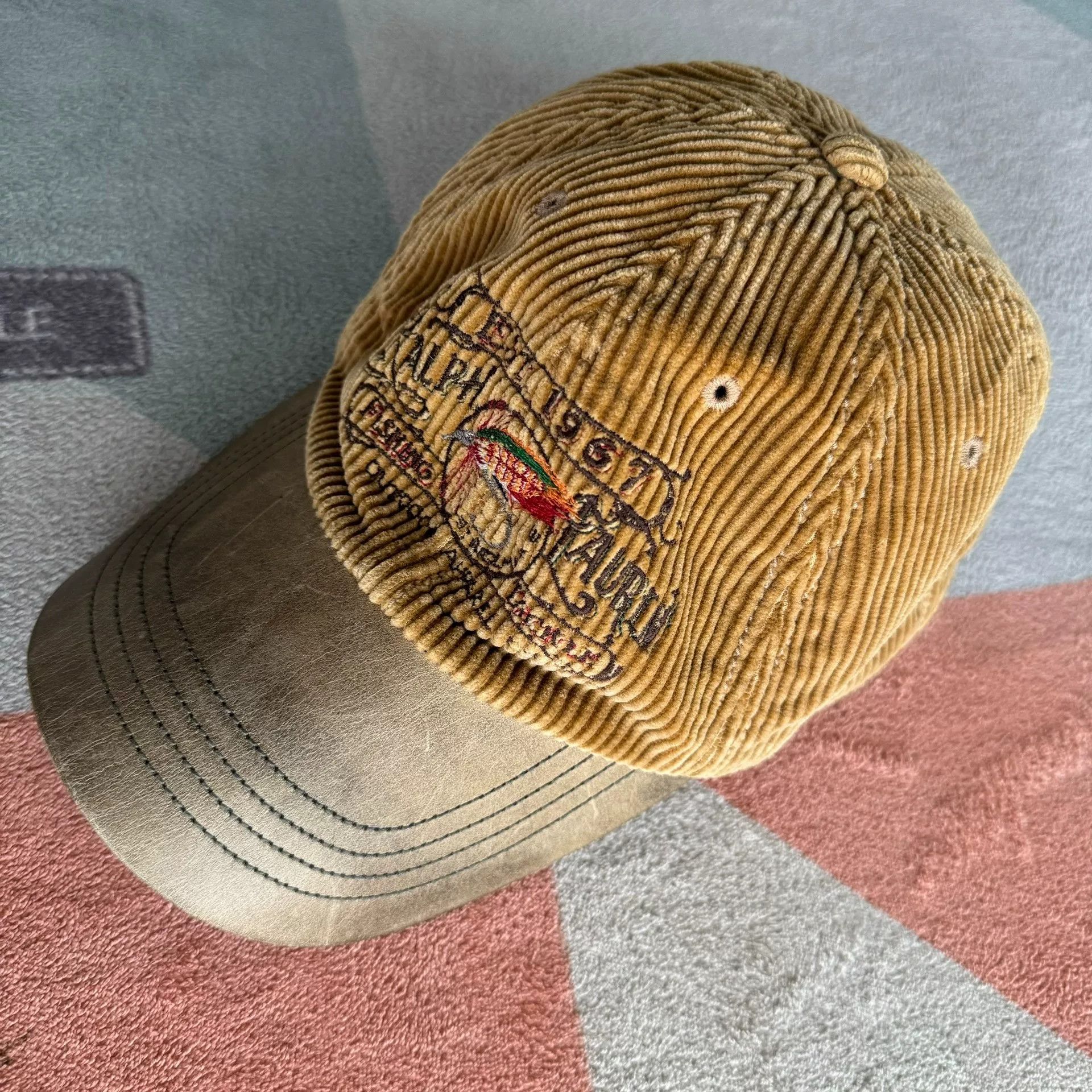 Polo Ralph Lauren Ralph Lauren Embroidered Corduroy Leather Brim Cap Size ONE SIZE - 3 Thumbnail
