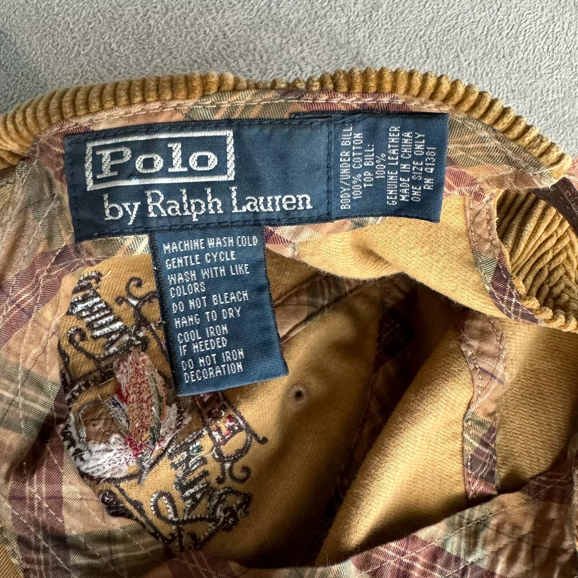 Polo Ralph Lauren Ralph Lauren Embroidered Corduroy Leather Brim Cap Size ONE SIZE - 5 Thumbnail