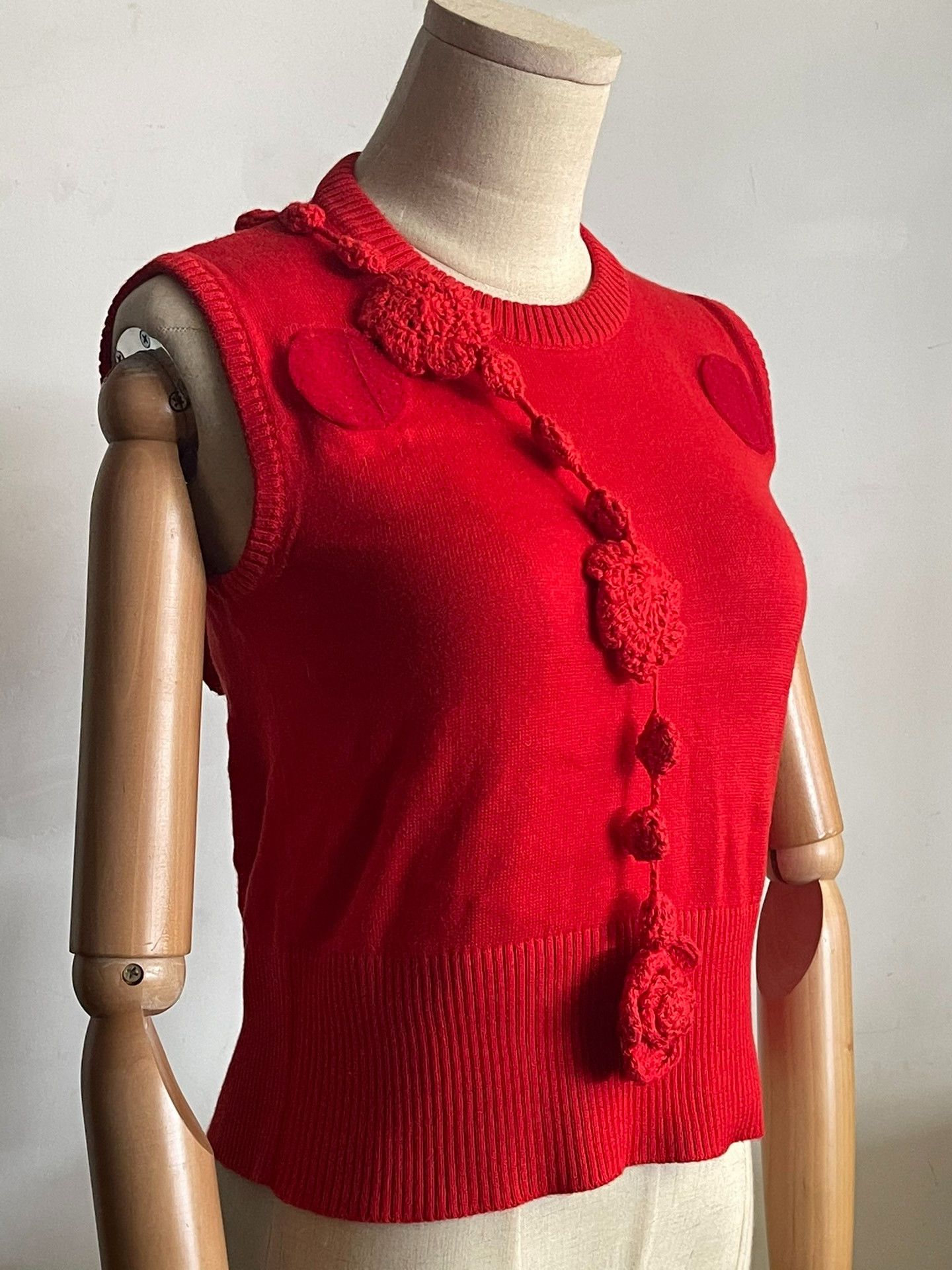 Dirk Van Saene Dirk Van Saene Floral Knit Vest Size S / US 4 / IT 40 - 2 Thumbnail