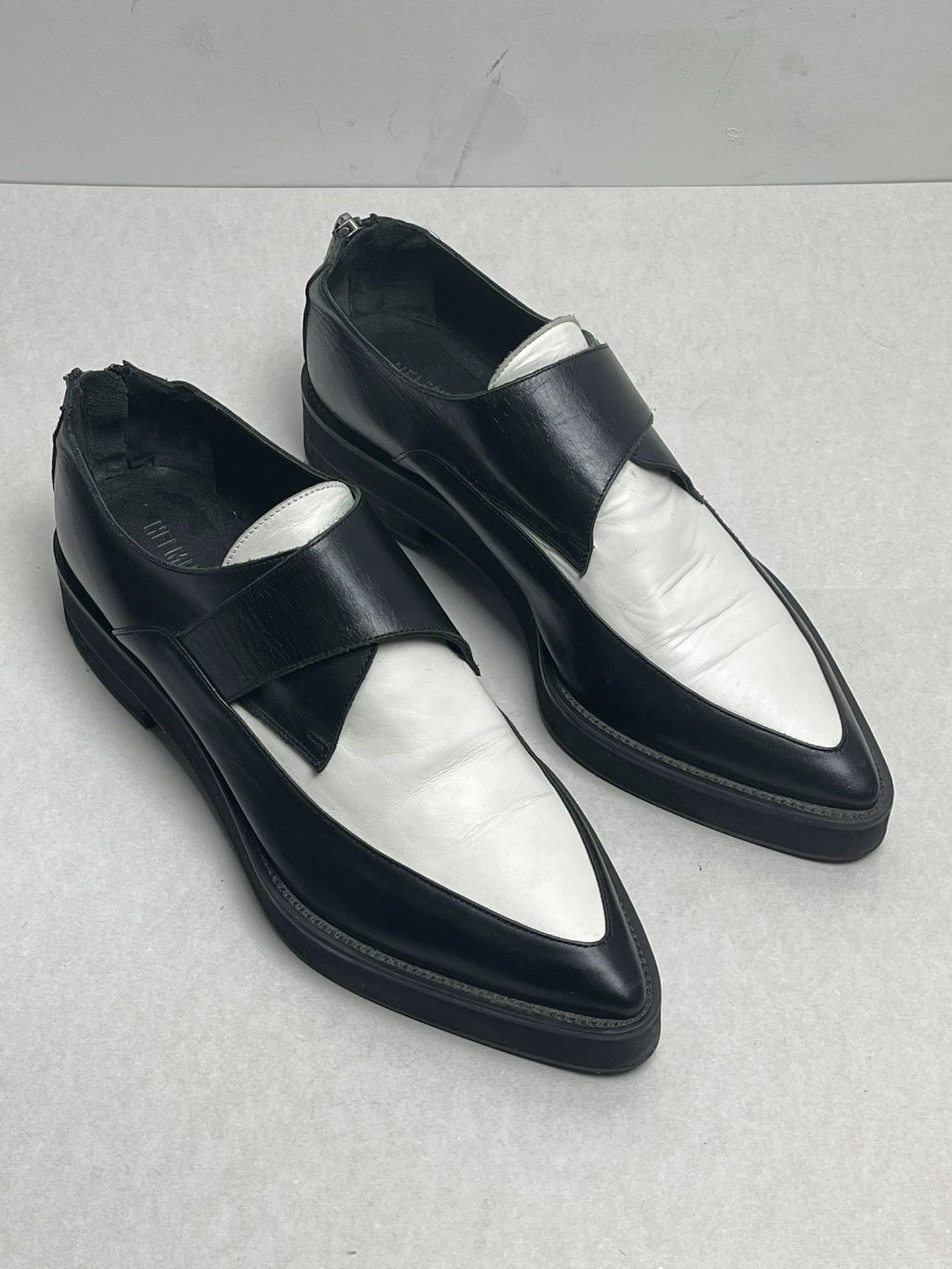 Helmut Lang Helmut Lang Black White Leather Zip Shoes Size US 6.5 / IT 36.5 - 2 Thumbnail