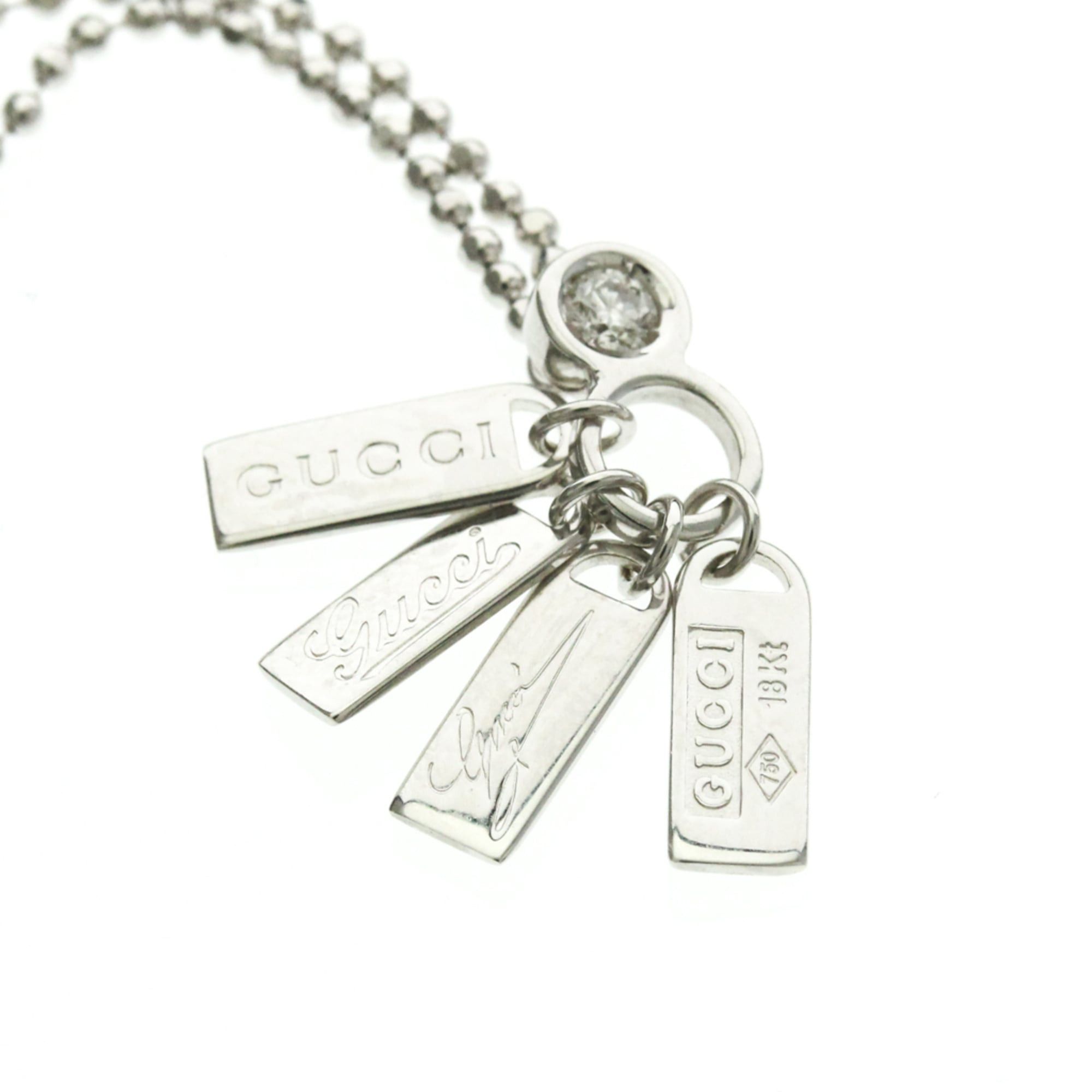 Gucci Gucci Plate Tag Diamond Necklace White Gold (18K) Diamond Men,Women Fashion Pendant Necklace (Silver) Size ONE SIZE - 8 Thumbnail