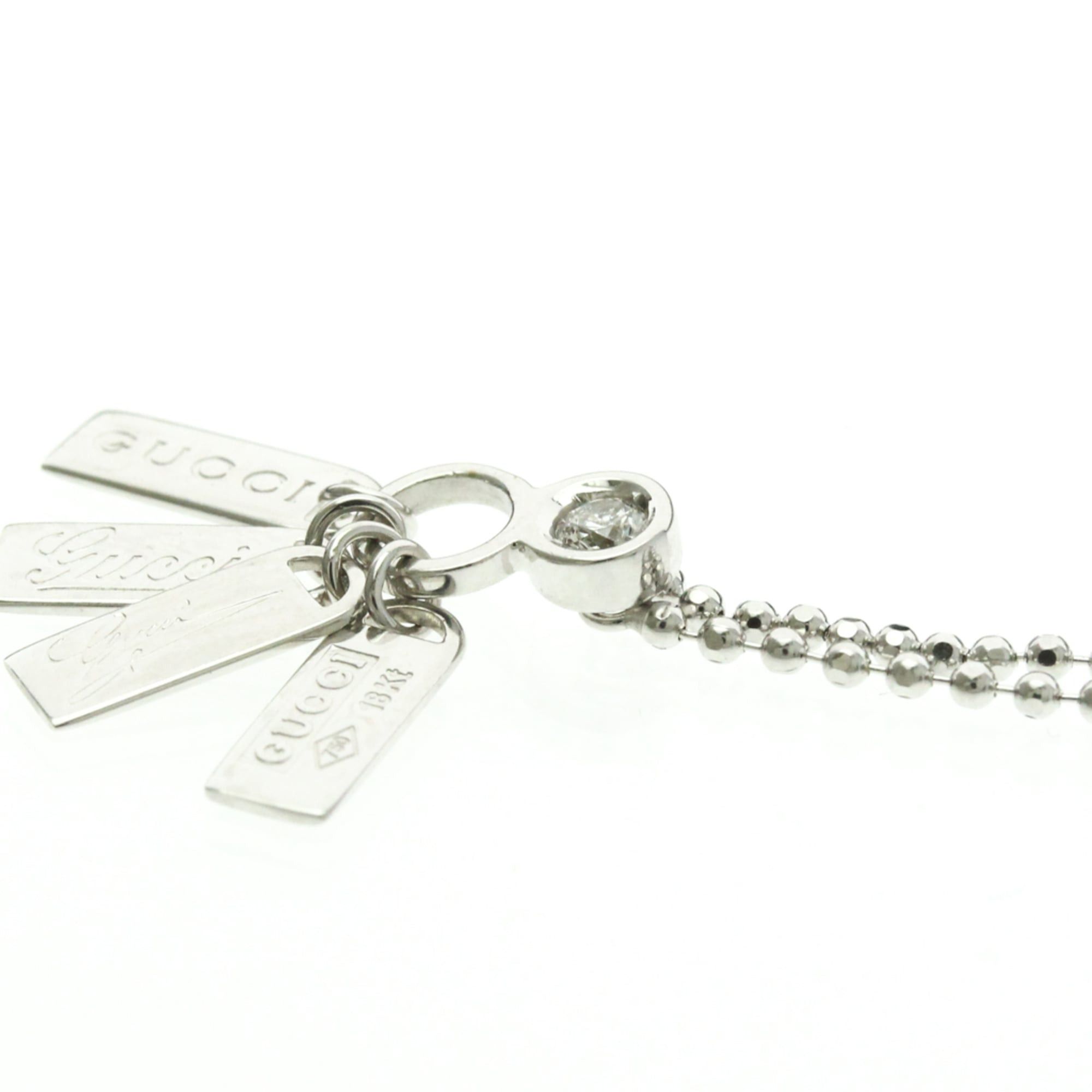 Gucci Gucci Plate Tag Diamond Necklace White Gold (18K) Diamond Men,Women Fashion Pendant Necklace (Silver) Size ONE SIZE - 3 Thumbnail