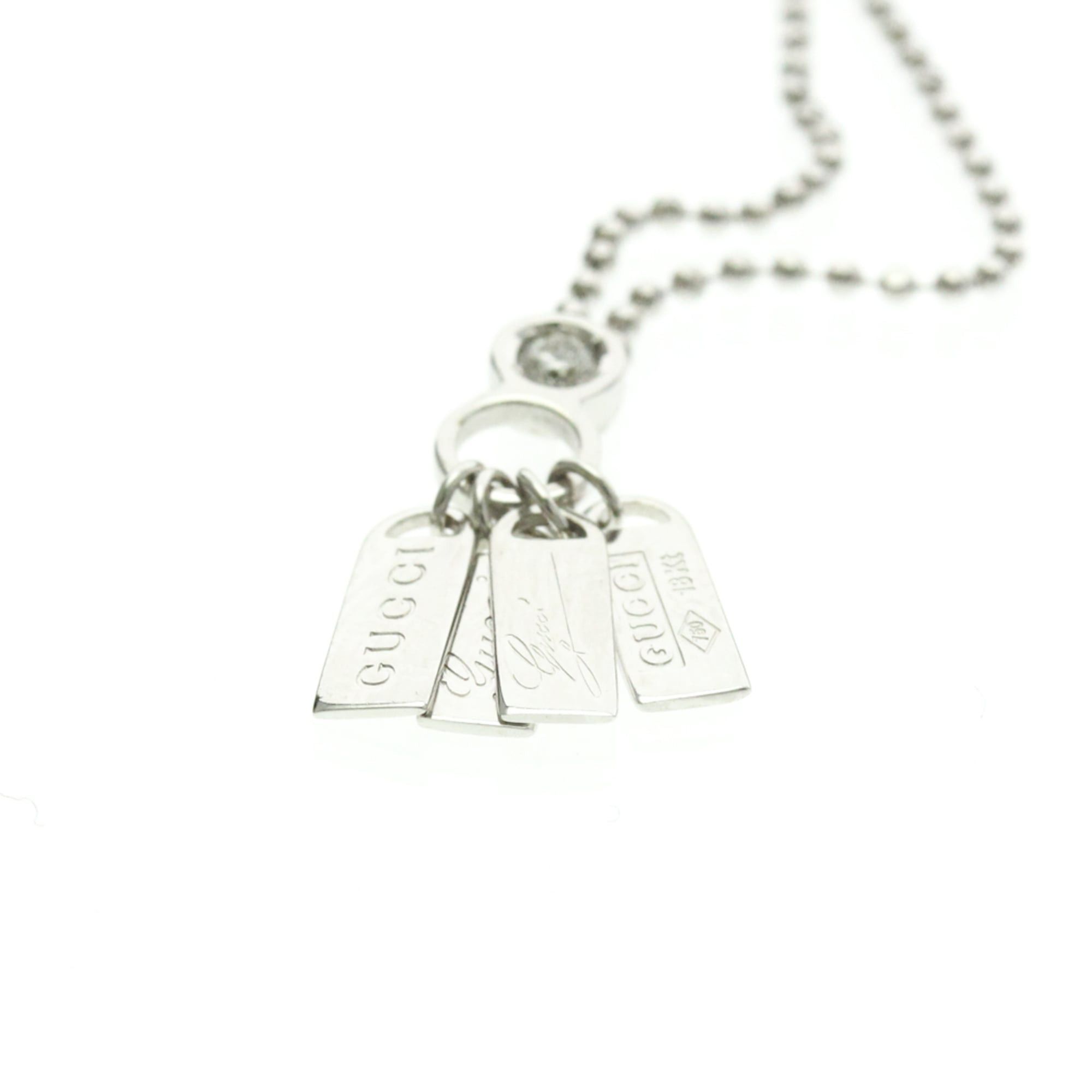 Gucci Gucci Plate Tag Diamond Necklace White Gold (18K) Diamond Men,Women Fashion Pendant Necklace (Silver) Size ONE SIZE - 4 Thumbnail