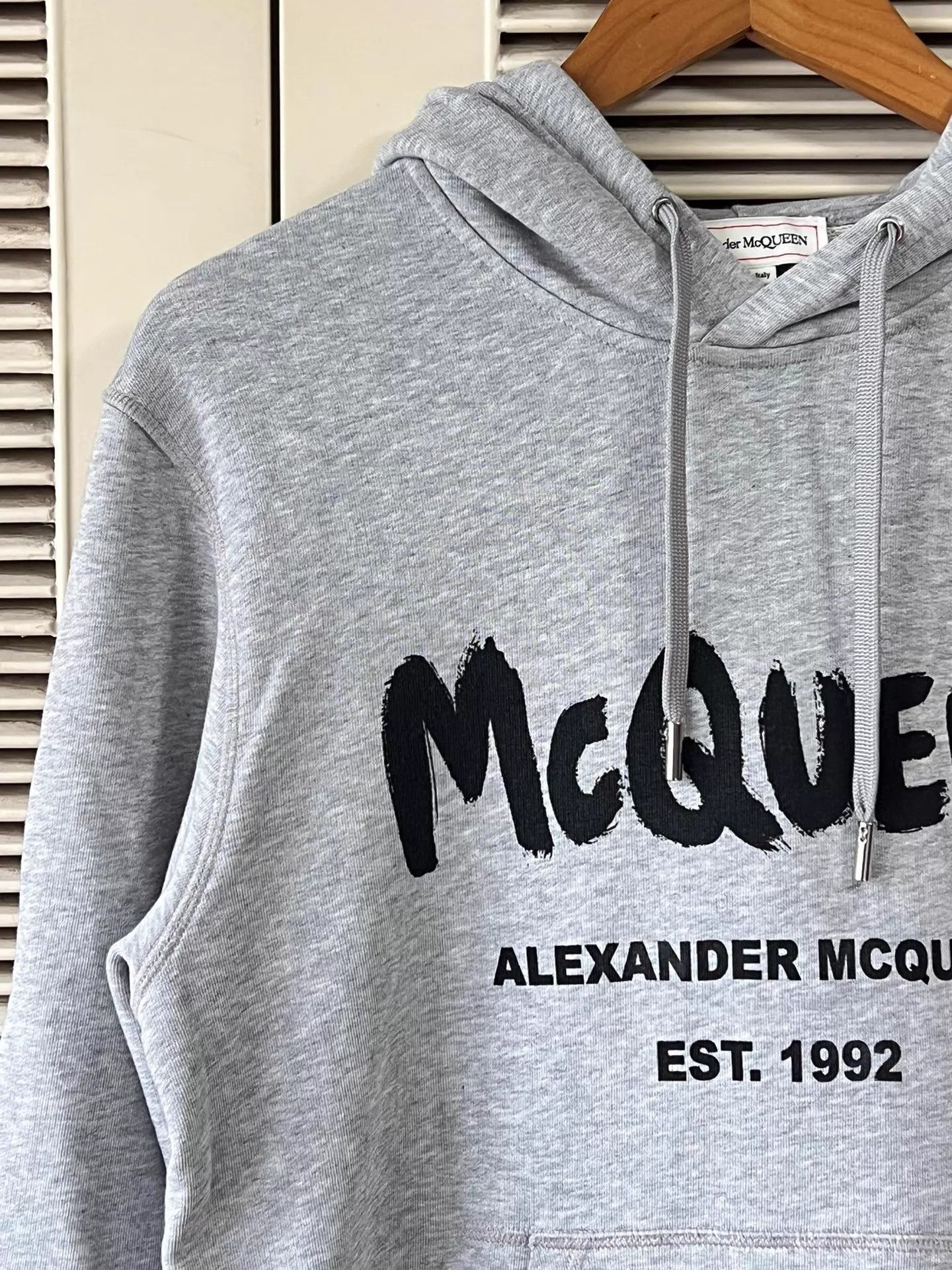 Alexander McQueen Gray Graphic Hoodie with Drawstrings - Size M Size US M / EU 48-50 / 2 - 4 Thumbnail