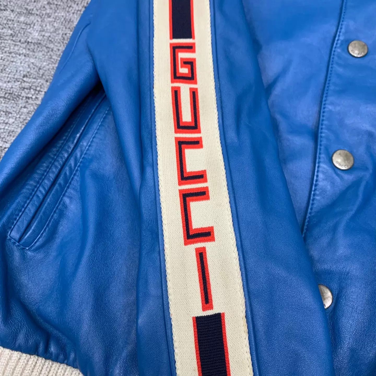Gucci Blue Striped Bomber Jacket Size M Size US M / EU 48-50 / 2 - 7 Thumbnail