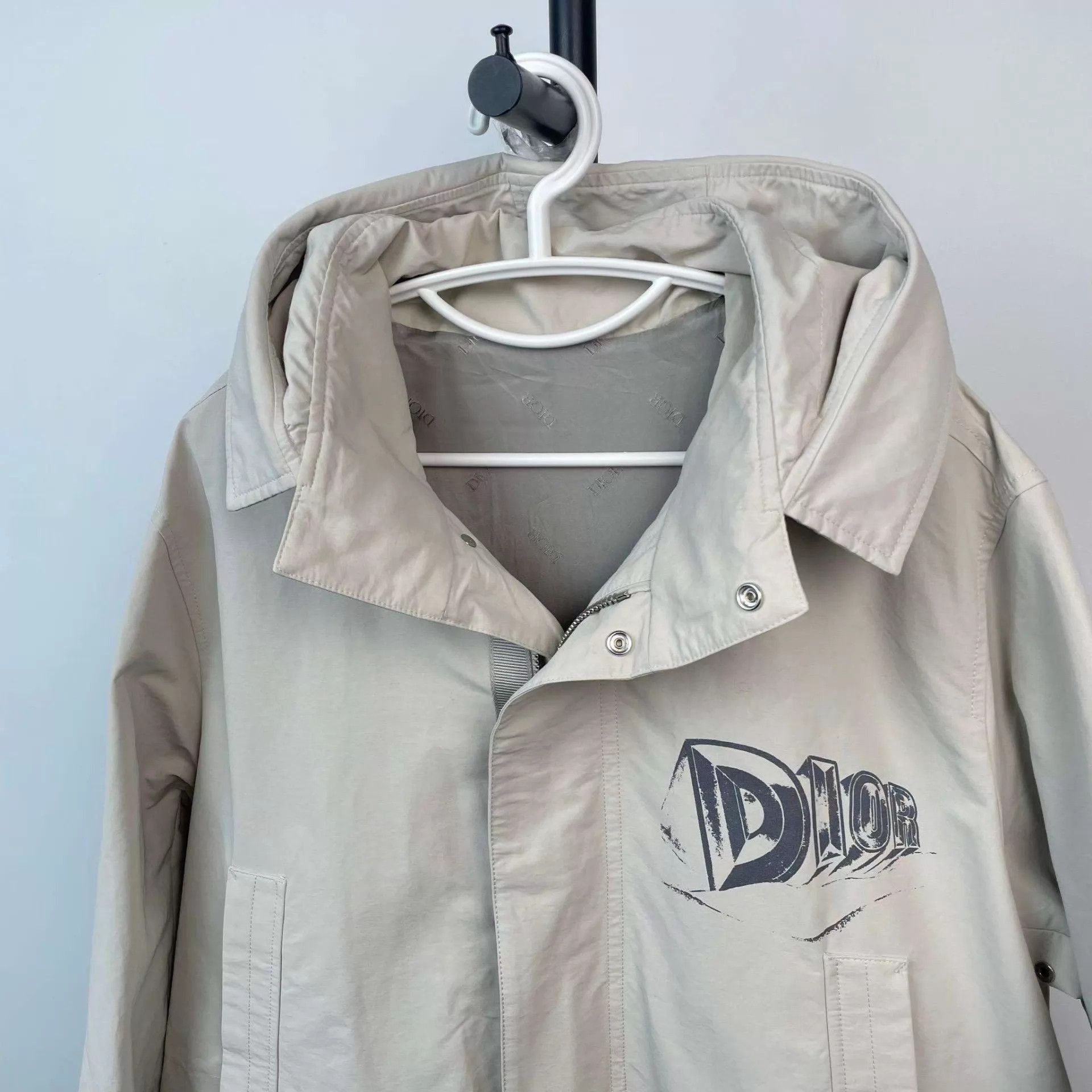 Dior Gray Hooded Zip-Up Light Jacket Size M Size US M / EU 48-50 / 2 - 3 Thumbnail