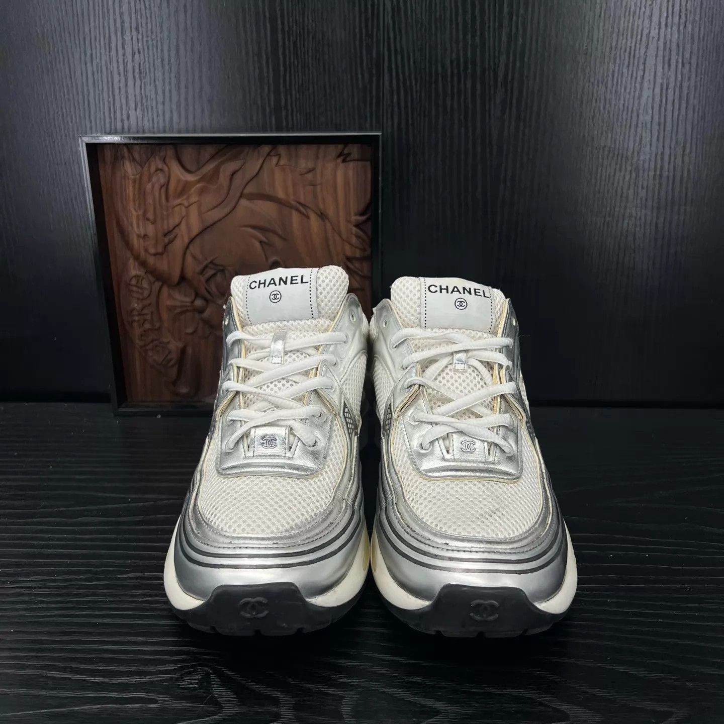 Chanel Silver Low-Top Sneakers Size 8 Size US 8 / EU 41 - 4 Thumbnail