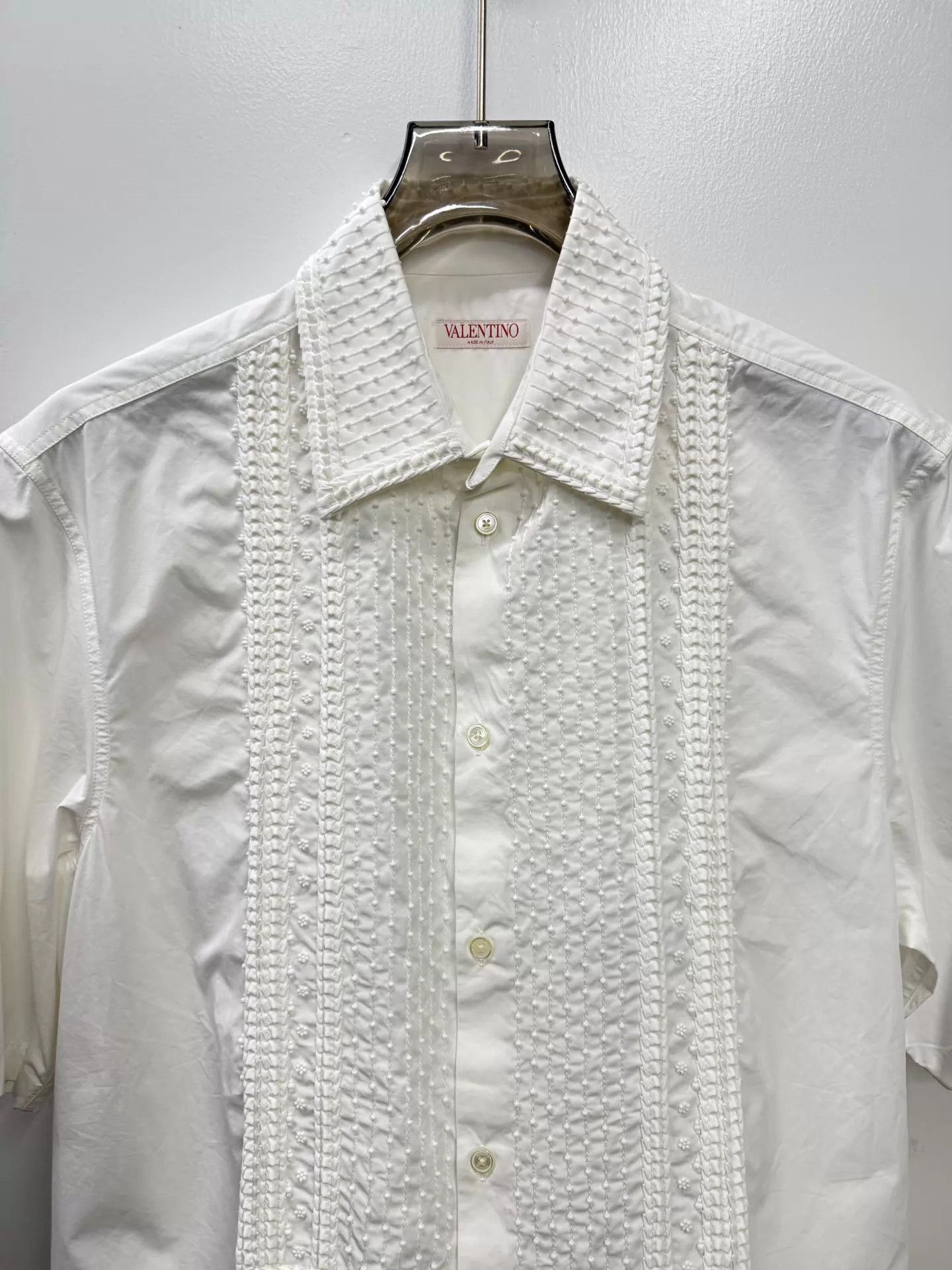Valentino White Short Sleeve Button-Down Shirt Size US M / EU 48-50 / 2 - 2 Thumbnail