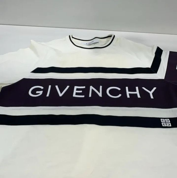 Givenchy Givenchy Striped Logo Embroidered Short Sleeve T-Shirt Size US L / EU 52-54 / 3 - 8 Thumbnail
