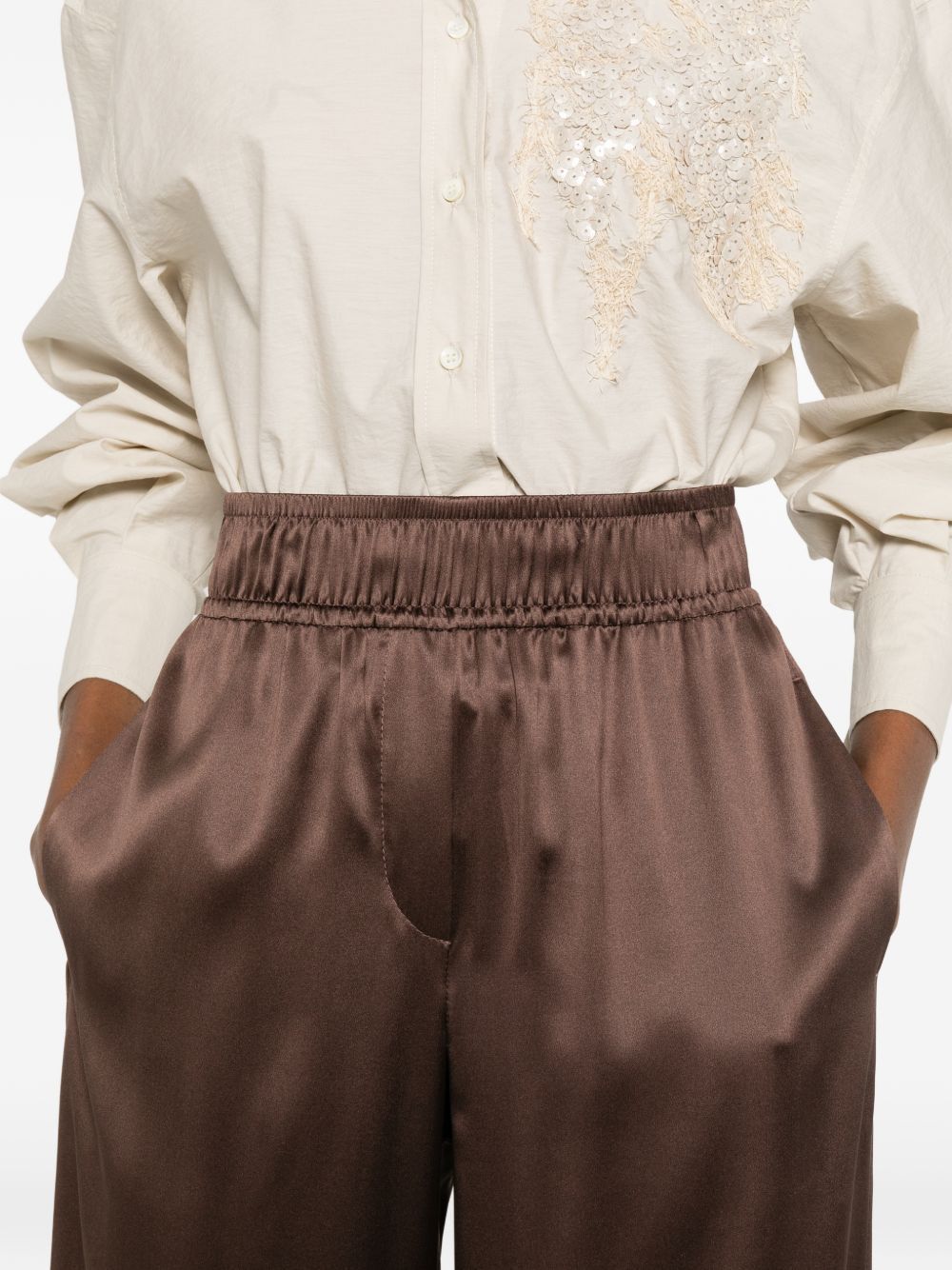 Brunello Cucinelli SILK TROUSERS Size 26" / US 2 / IT 38 - 3 Thumbnail