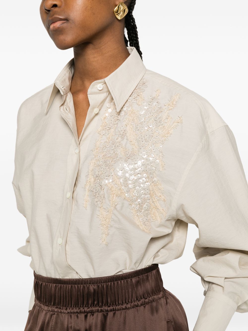 Brunello Cucinelli EMBROIDERED COTTON SHIRT Size L / US 10 / IT 46 - 5 Thumbnail