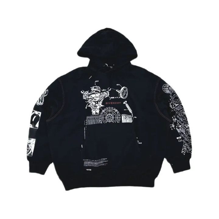 Givenchy Givenchy Logo Tech Print Men's Hooded Sweatshirt Size US S / EU 44-46 / 1 - 2 Thumbnail