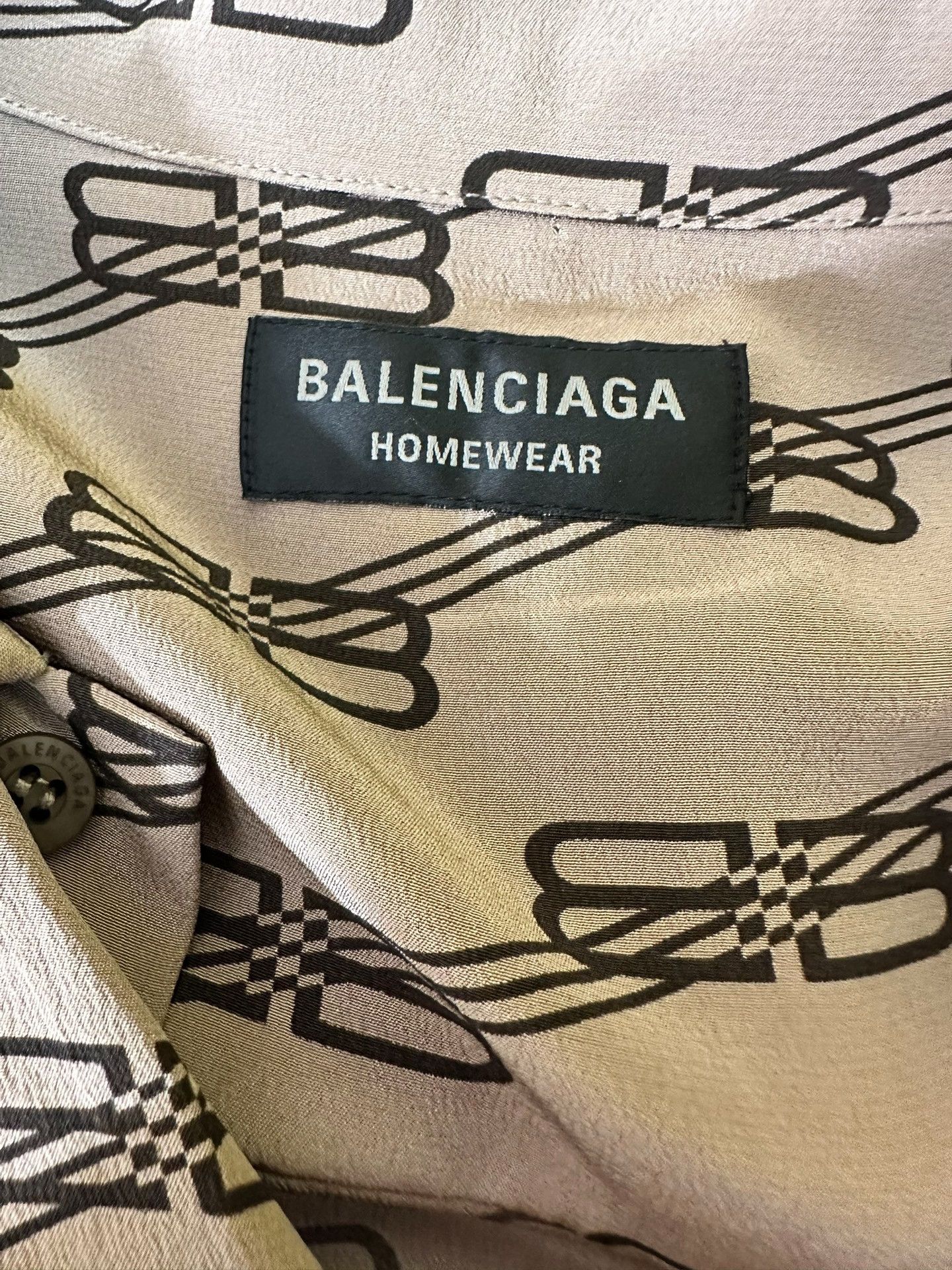 Balenciaga Balenciaga Double B Logo Silk Brown Shirt Size S / US 4 / IT 40 - 4 Thumbnail